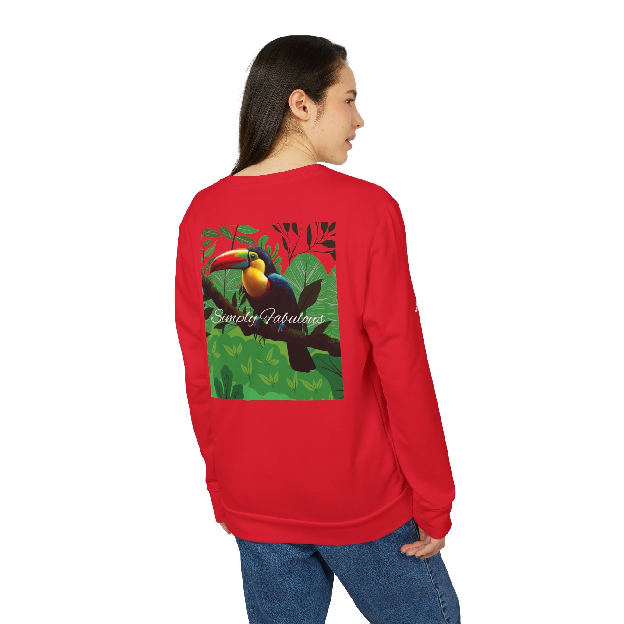 Adidas Unisex Fleece Crewneck Sweatshirt - Simply Fabulous Tropical Toucan Design