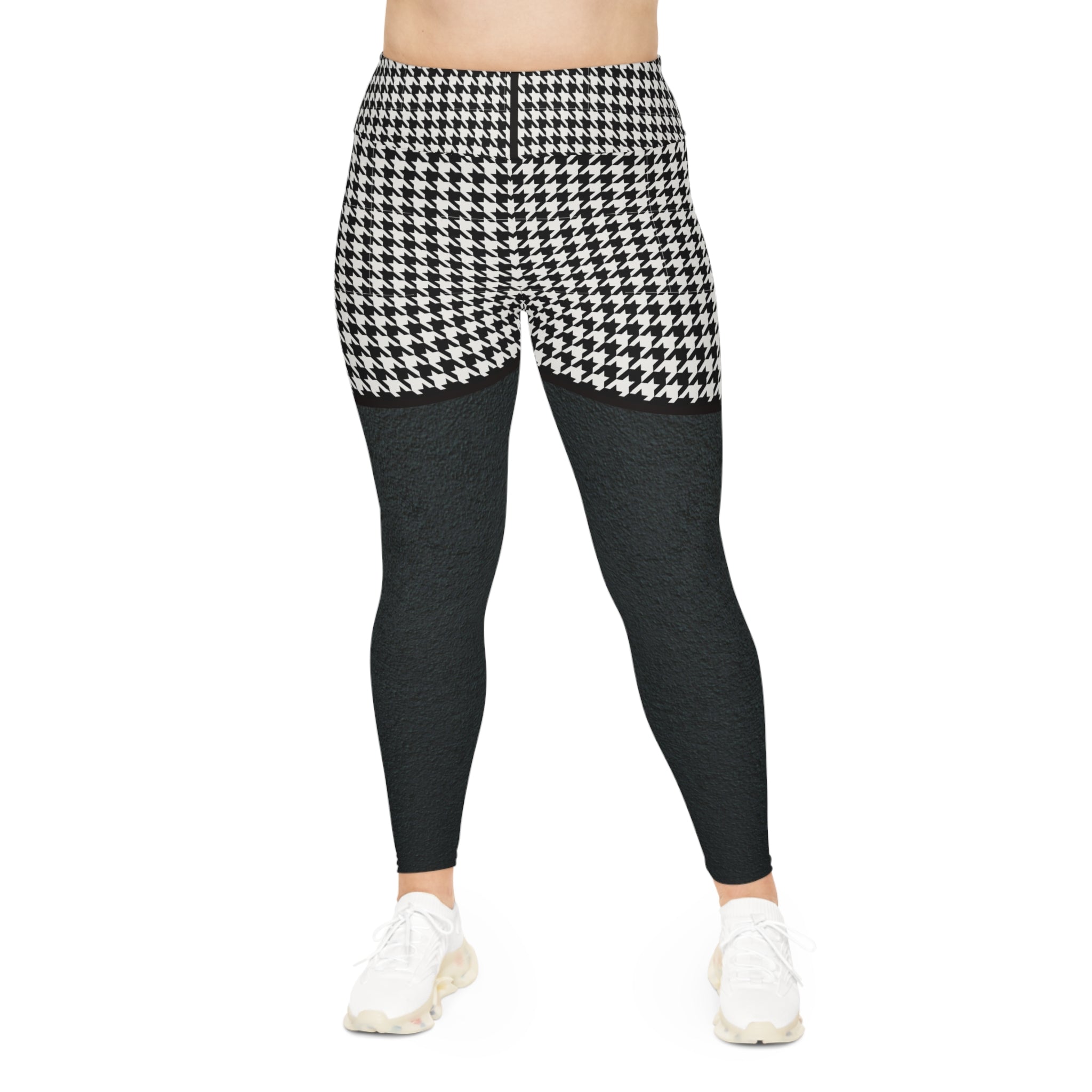 Stylish Plus Size Leggings - Houndstooth Print for Comfort and Confidence