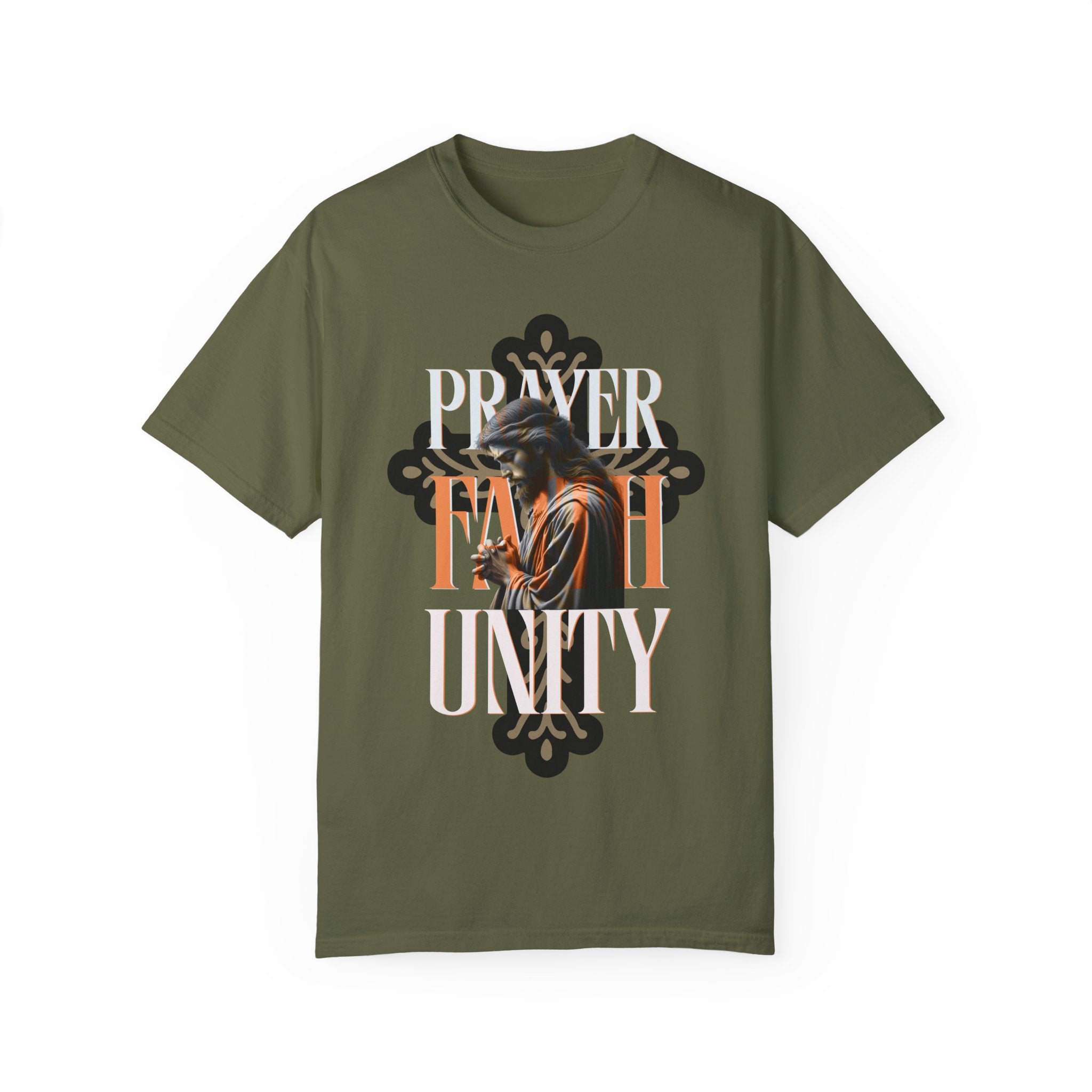 Garment-Dyed Faith & Unity T-Shirt - Prayer Design