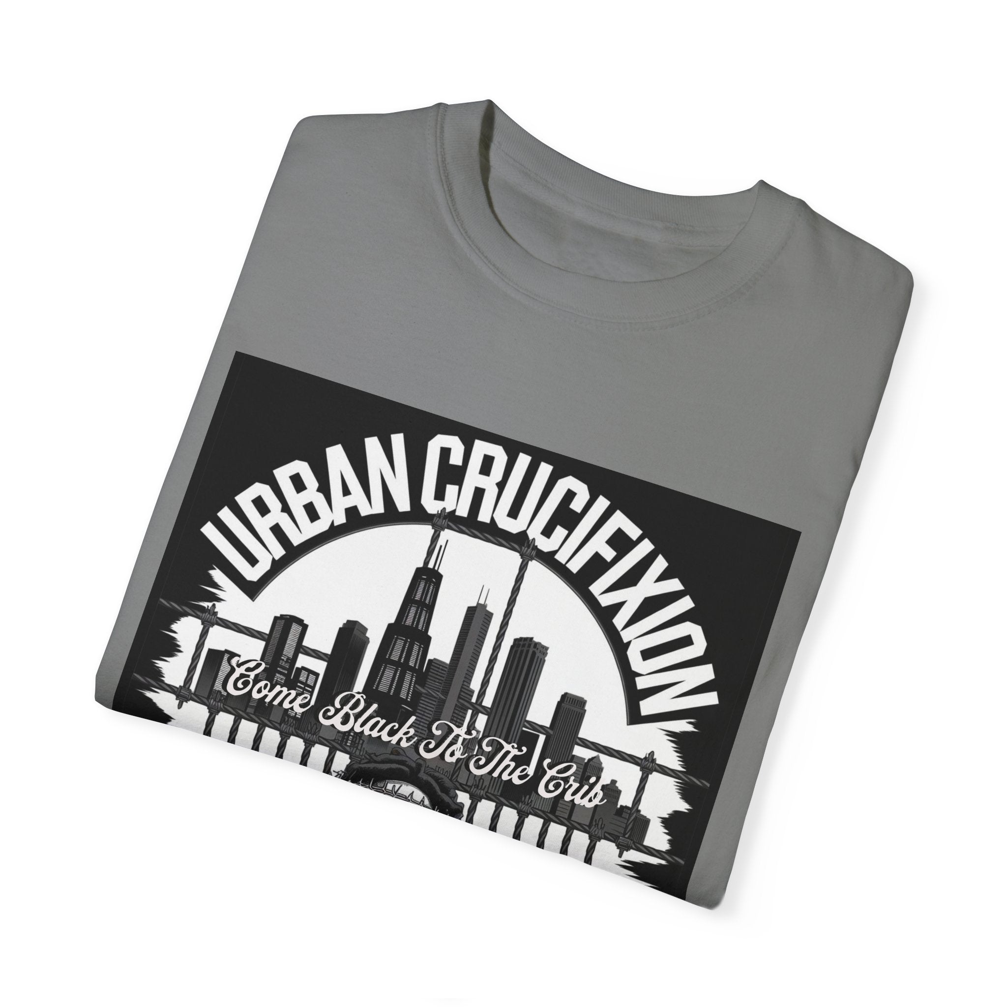 Urban Crucifixion Unisex Garment-Dyed T-Shirt - Street Art Inspired Design - Angel Body