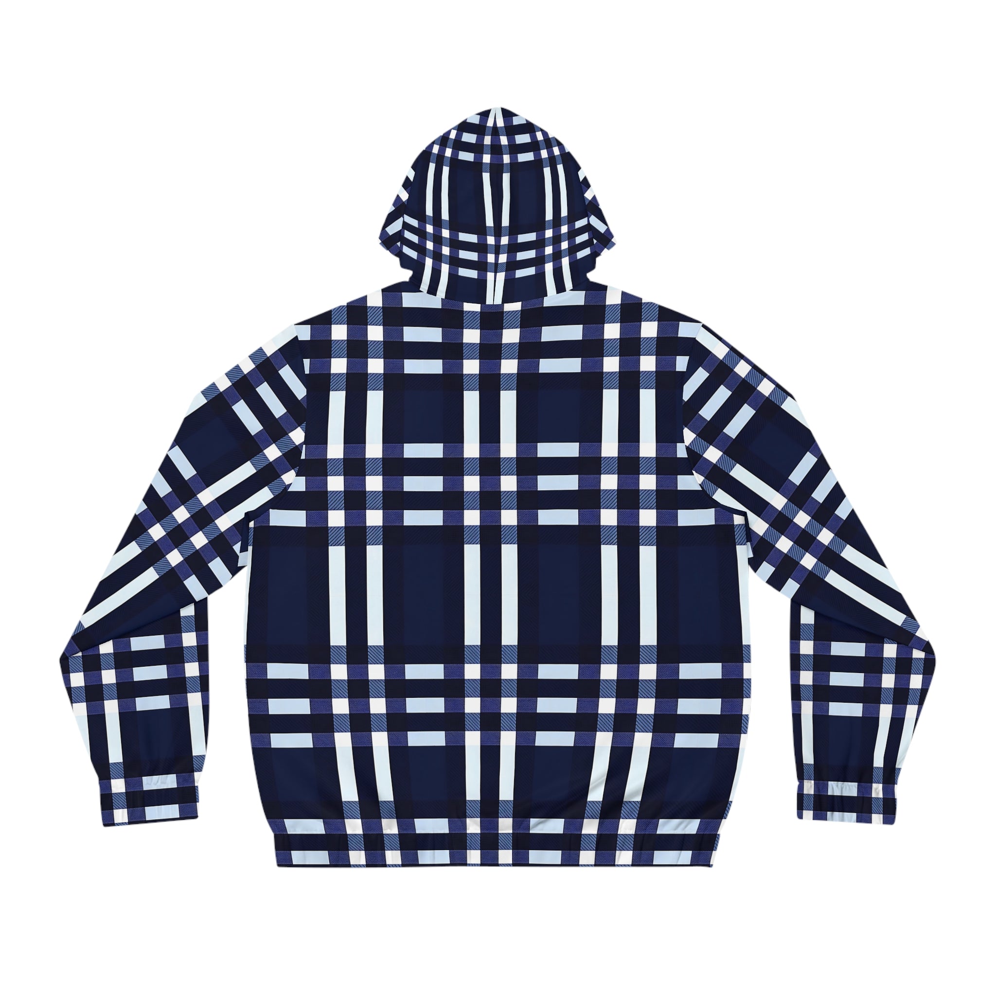 Navy Plaid Hoodie - Stylish & Comfortable Men's Full-Zip