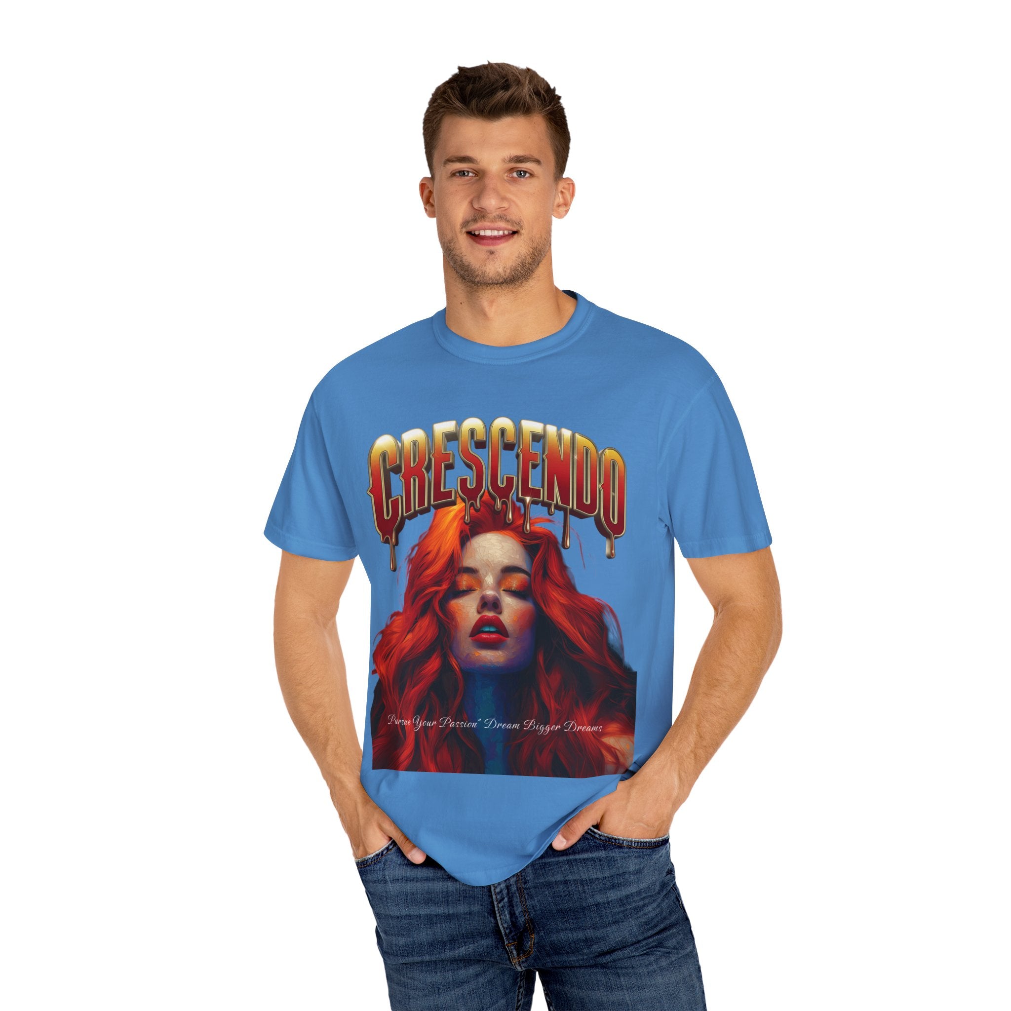 CRESCENDO a shirt with a message Take your life to the highest heights Unisex Garment-Dyed T-Shirt - Vibrant Artistic Tee