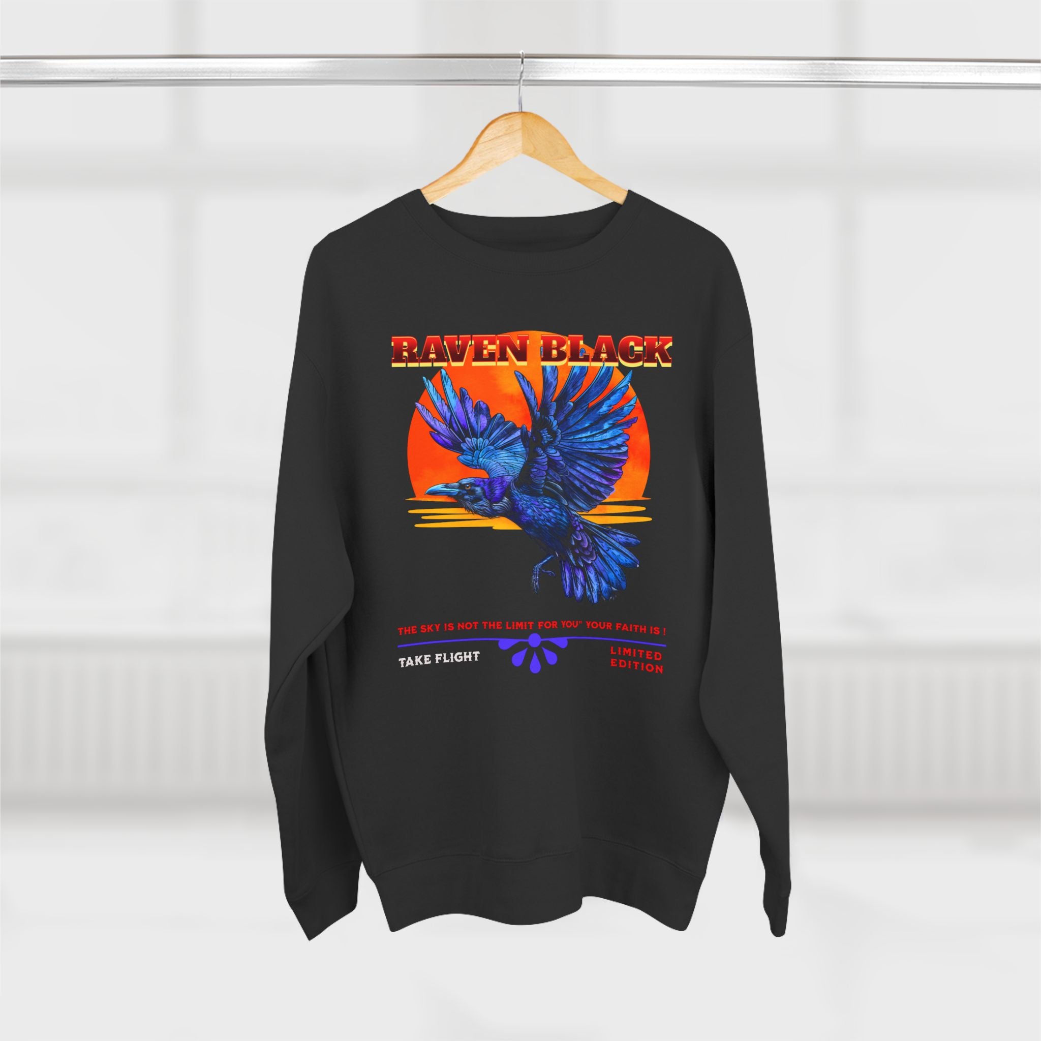 Unisex Crewneck Sweatshirt: Raven Black - Angel Body