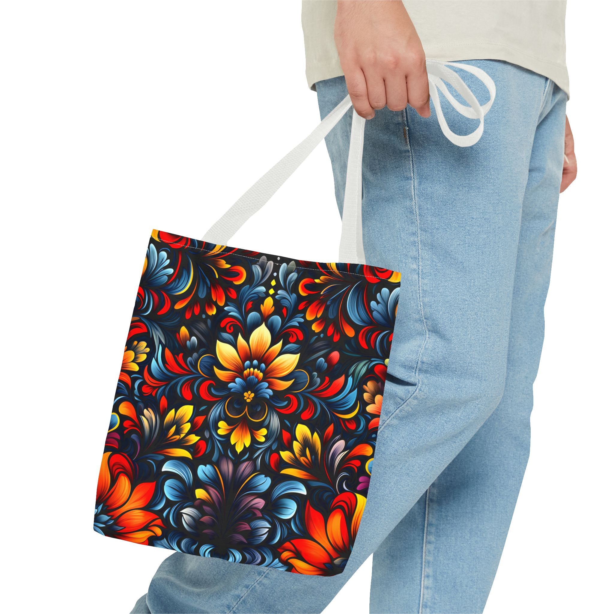 Vibrant Floral Tote Bag - Colorful Pattern for Everyday Use