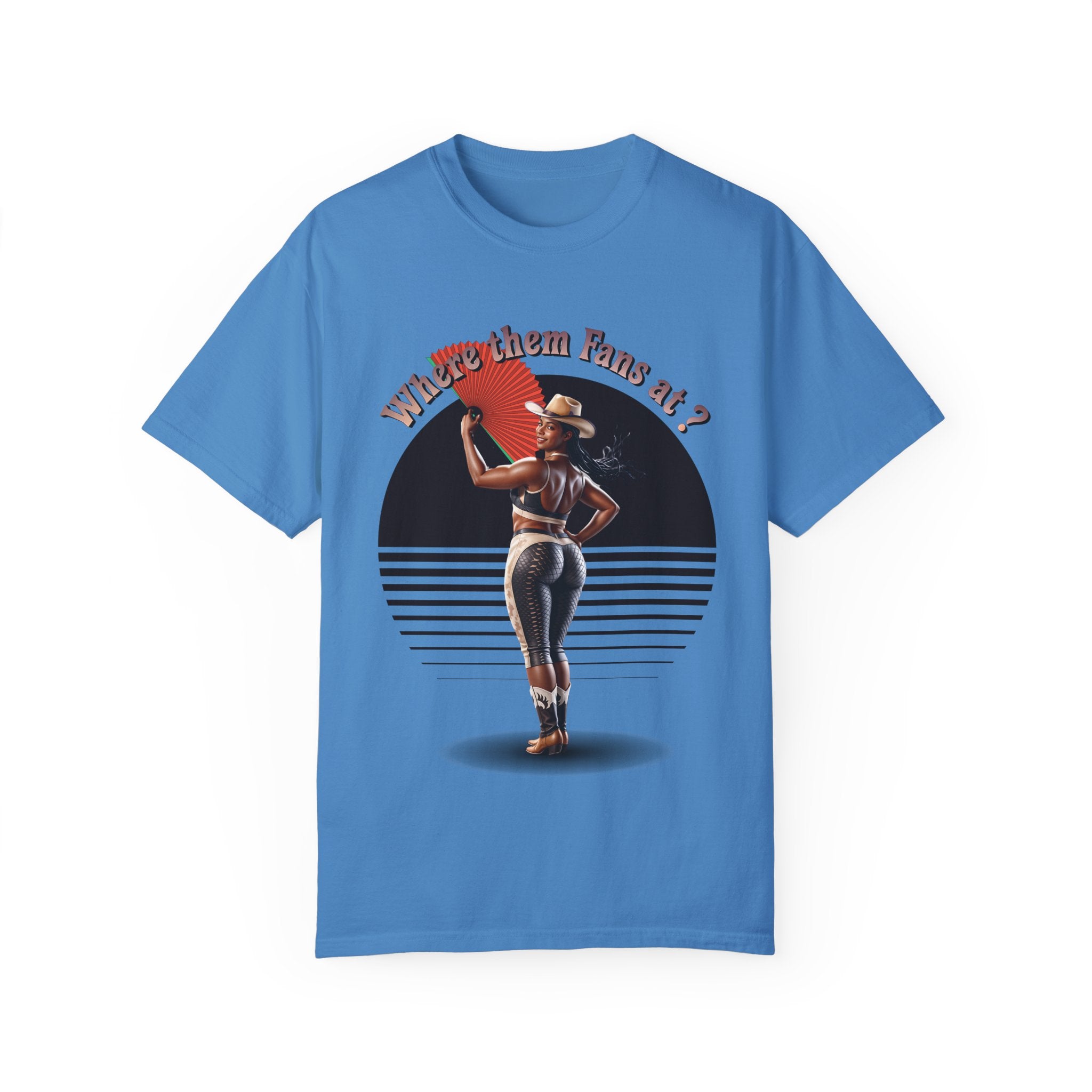 Retro Graphic T-Shirt - 'Where Them Fans At' Urban Style - Angel Body