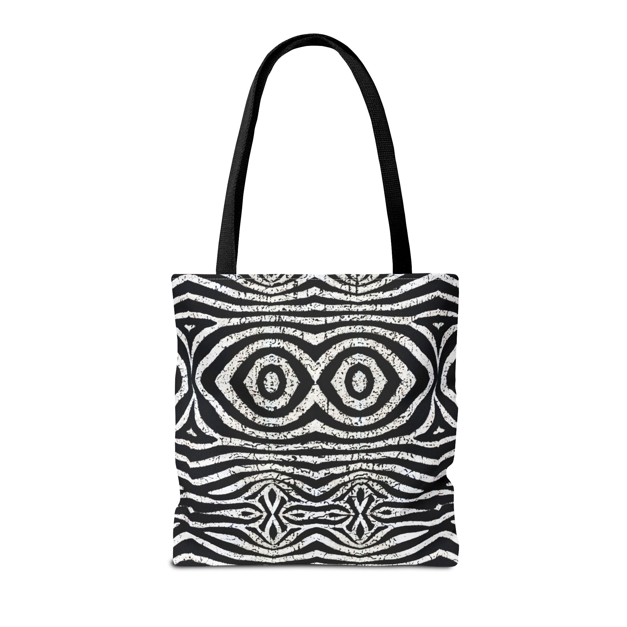 Trendy Black and White Tote Bag with Abstract Pattern | Stylish and Versatile Carryall