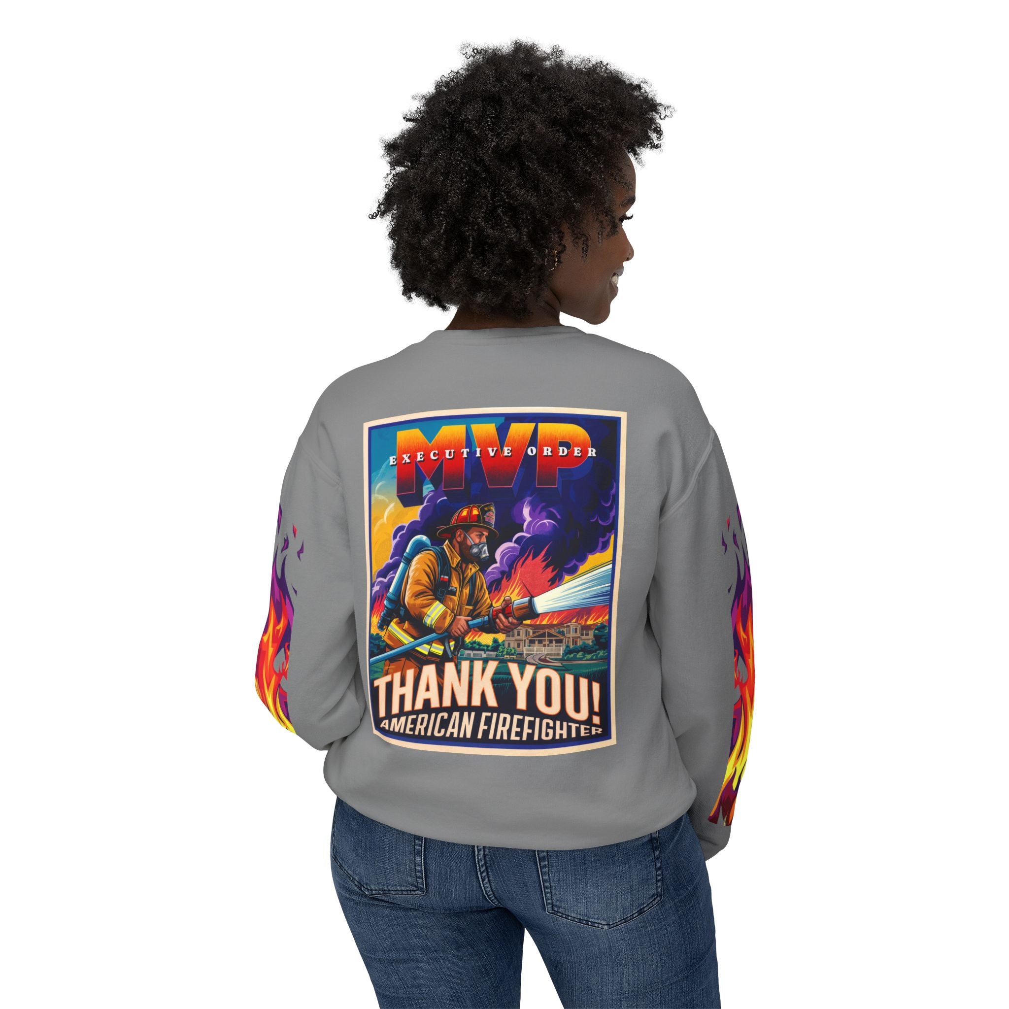 Unisex Crewneck Sweatshirt - Thank You American Firefighter