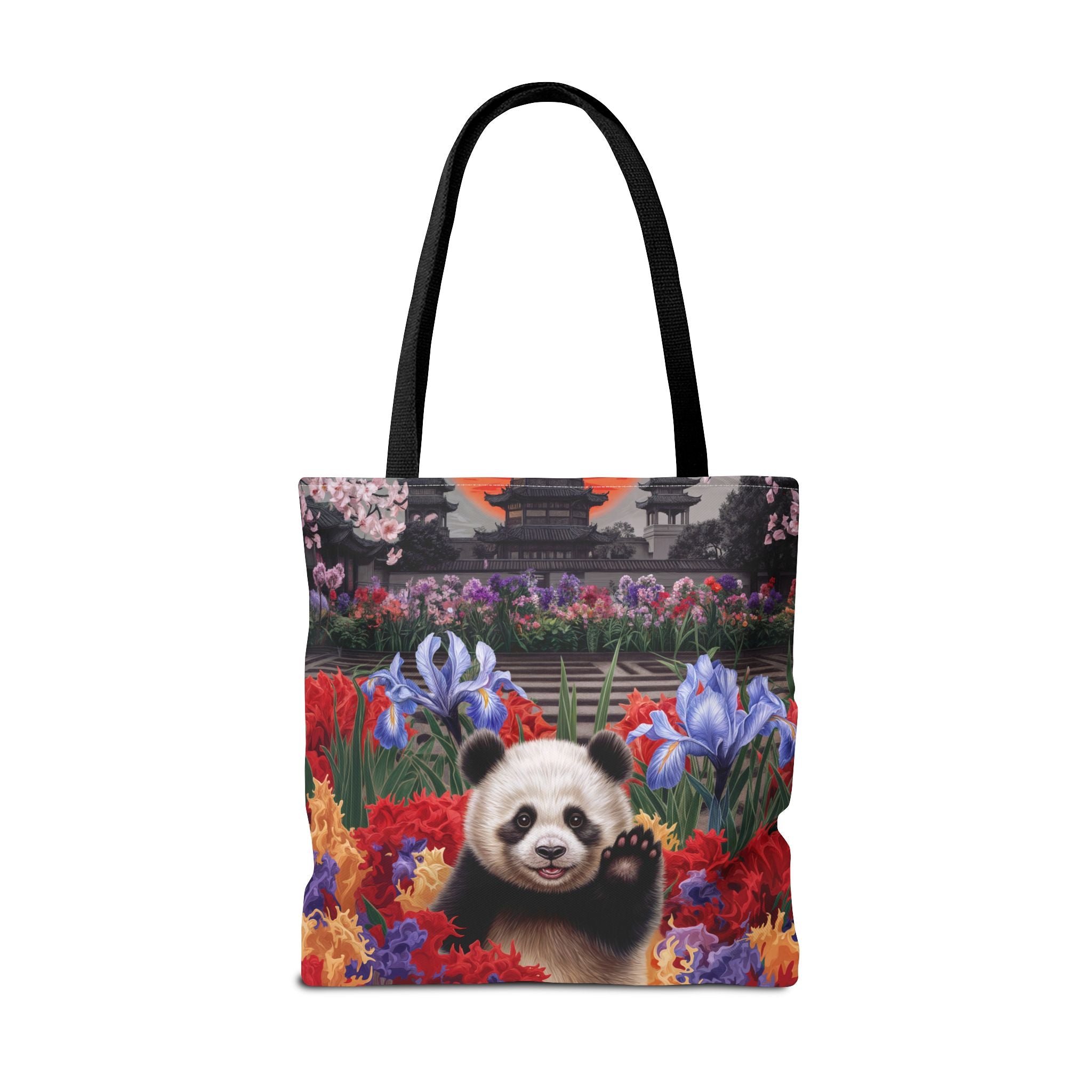 Whimsical Panda Floral Tote Bag - Cute and Colorful Design for Nature Lovers