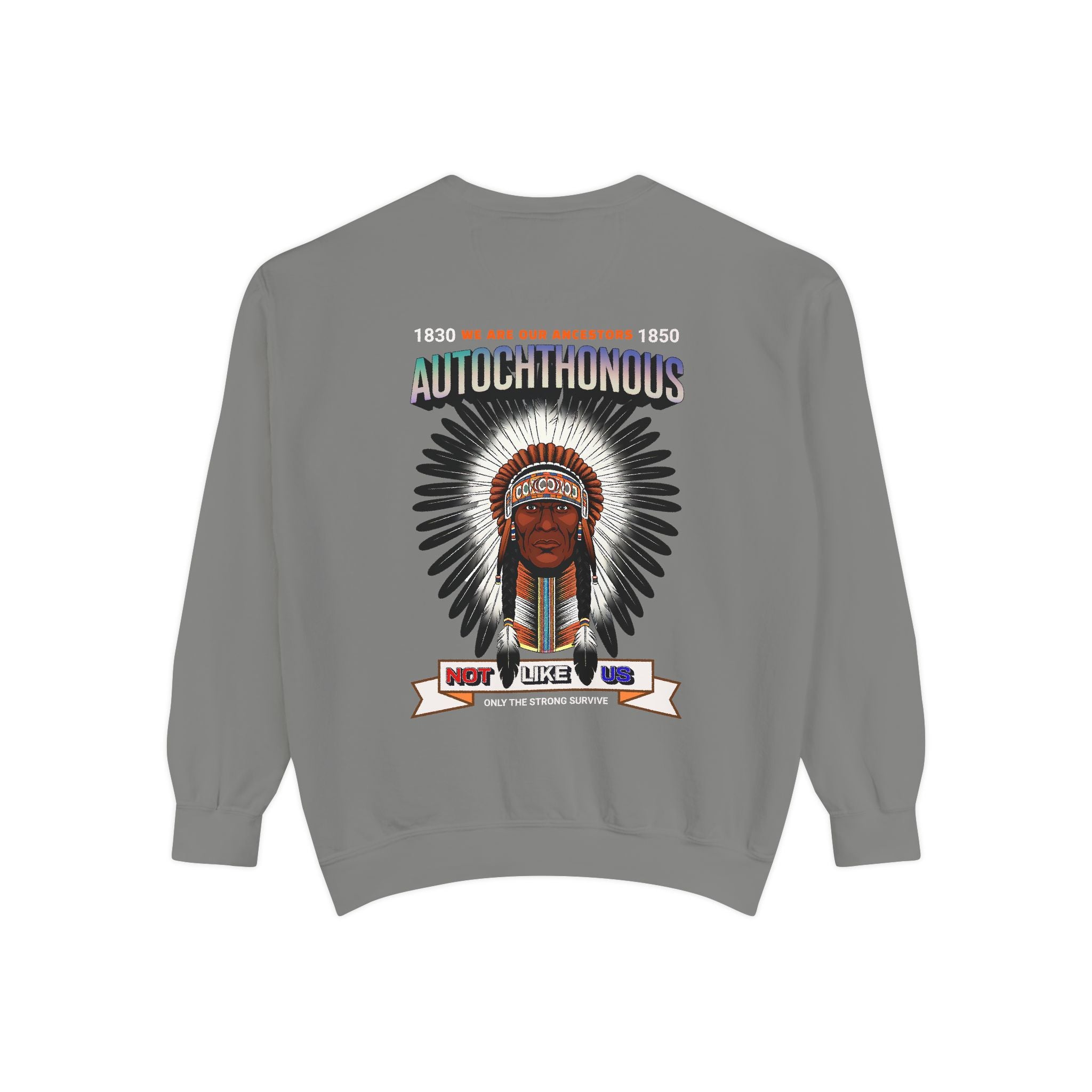 Autochthonous Heritage Sweatshirt - Unisex Garment-Dyed Hoodie with Indigenous Design