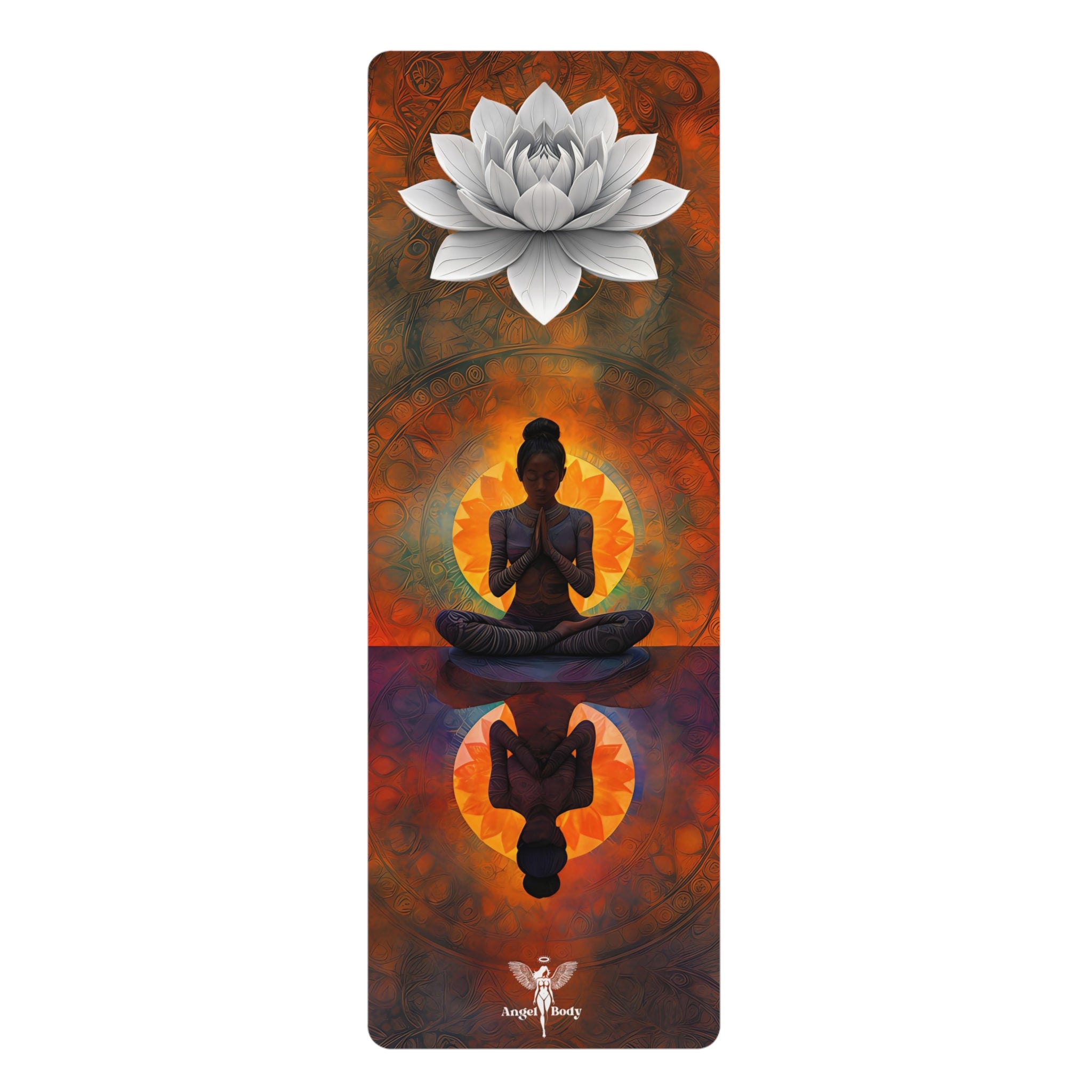 Lovely Meditation Lotus Flower Yoga Mat - Non-Slip Rubber Exercise Mat for Home and Studio