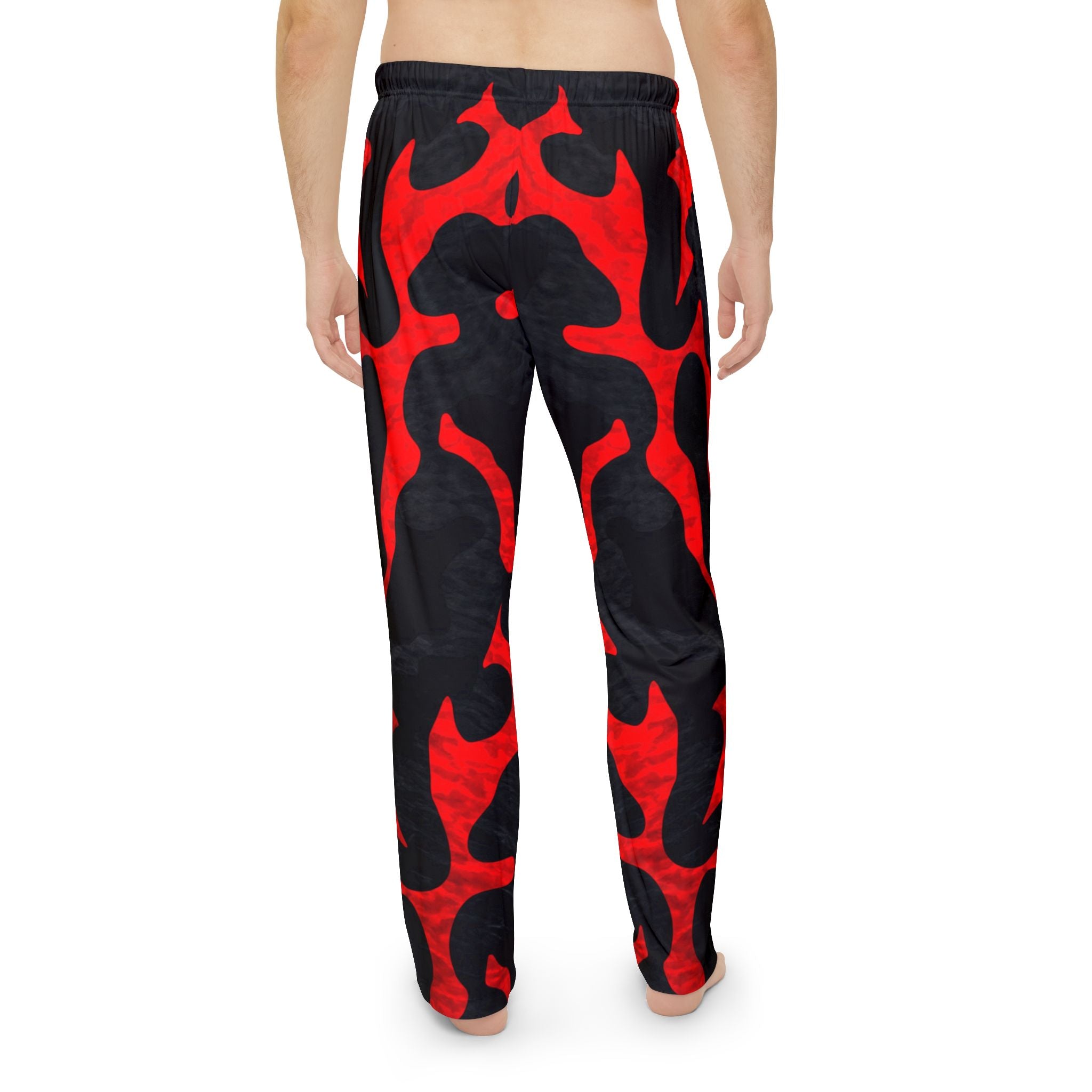 Bold Red & Black Pattern Men's Pajama Pants for Comfort and Style