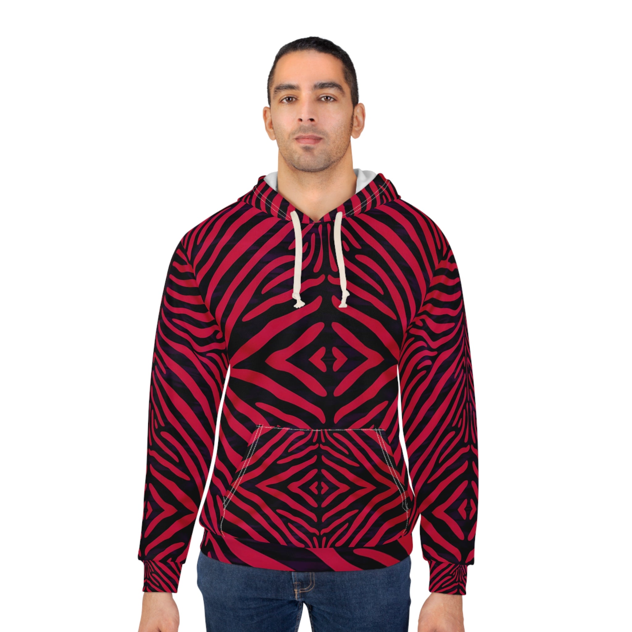 Red Zebra Print Hoodie - Stylish and Comfortable Unisex Pullover - Angel Body