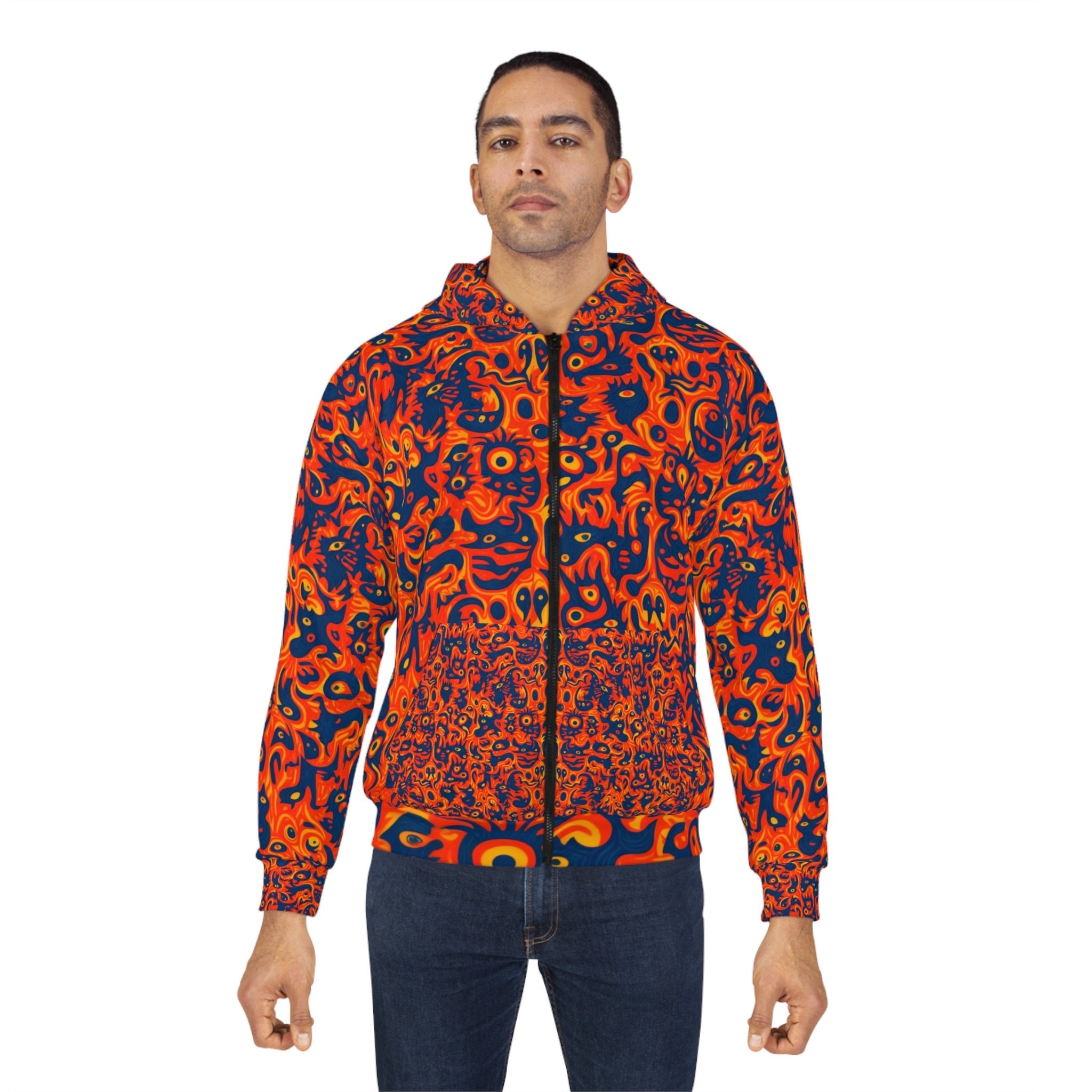 Fun Vibrant Unisex Zip Hoodie - Bold Abstract Art Design - Angel Body