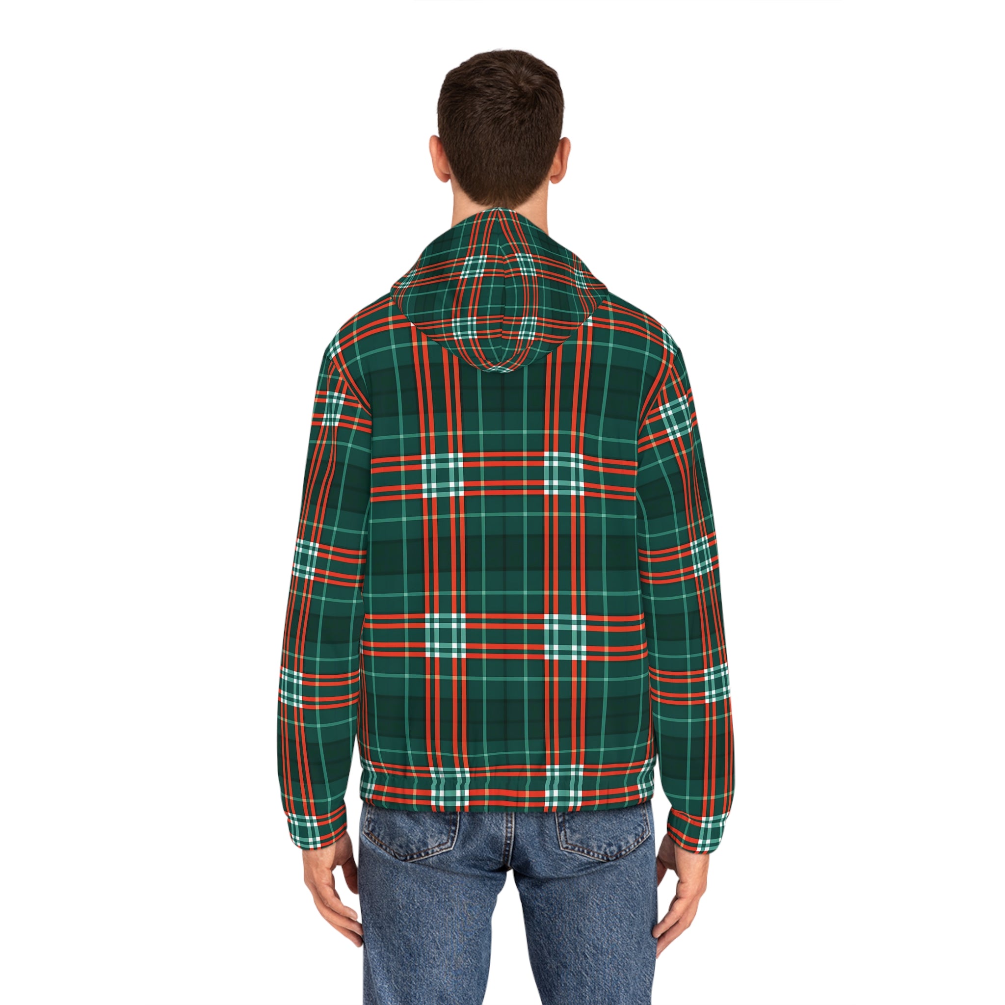 New Plaid print Full - Zip Hoodie for 2025 - Stylish Green and Orange Design for Cozy Winter to spring Wear - Angel Body