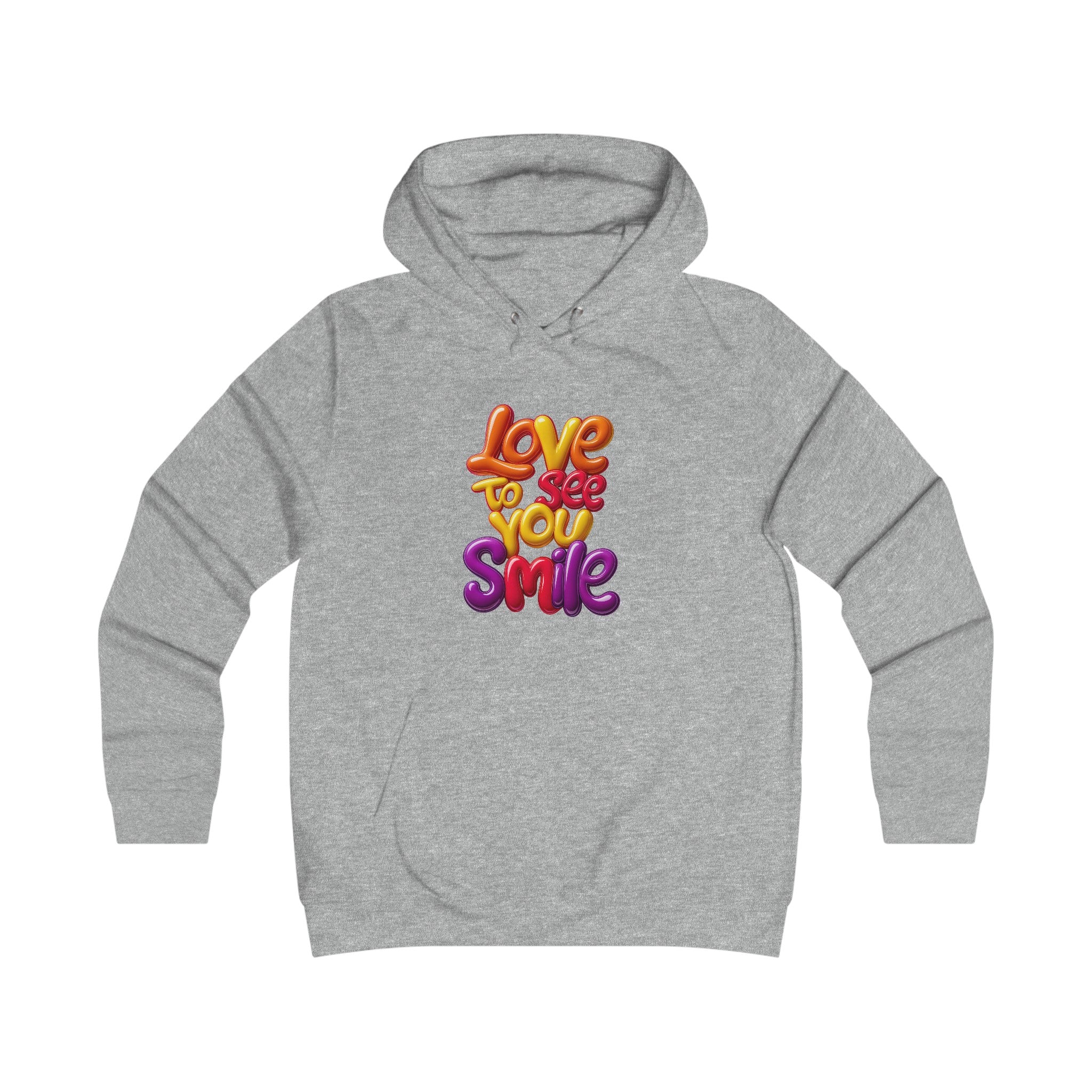 Girlie College Hoodie: 3D. Love to see you smile