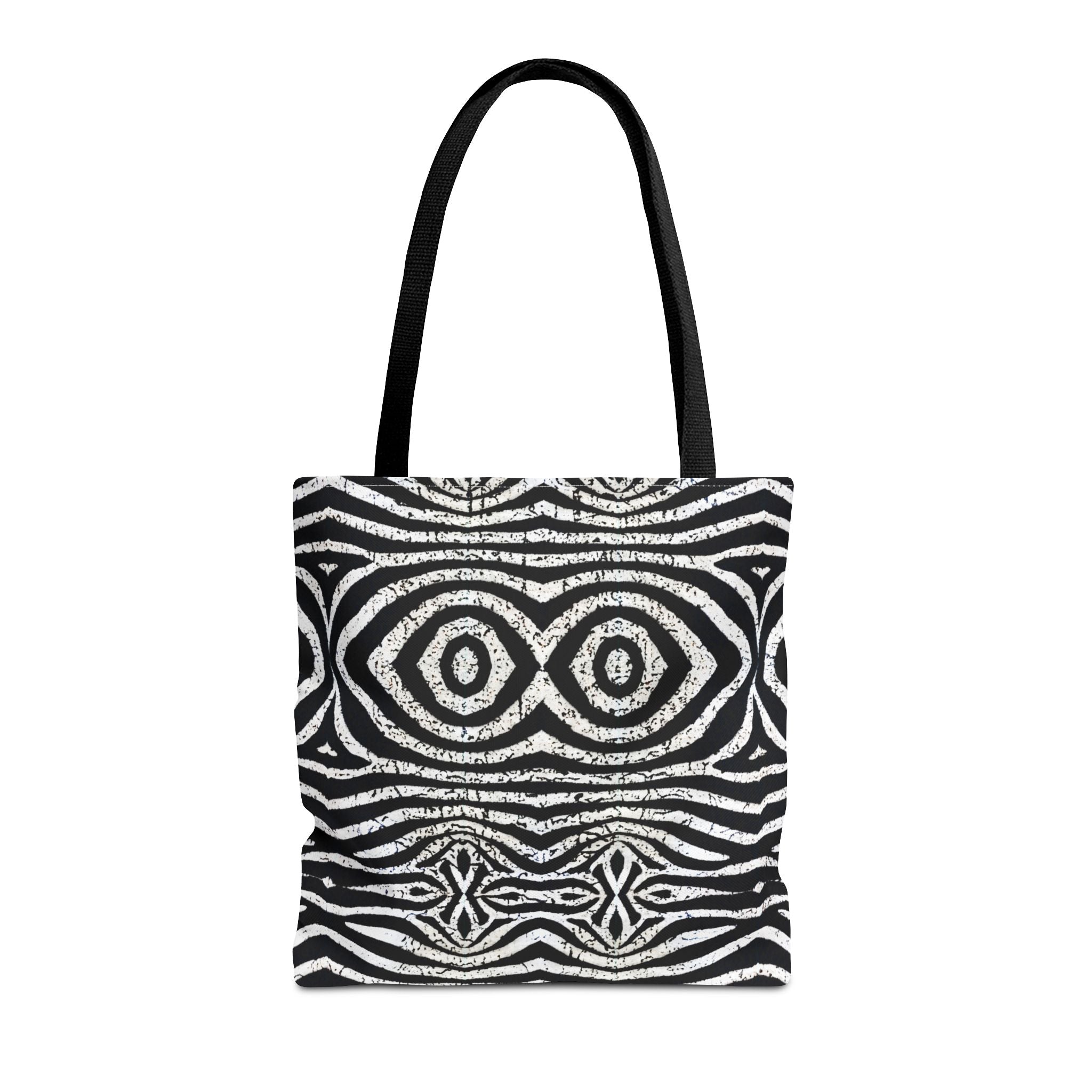 Trendy Black and White Tote Bag with Abstract Pattern | Stylish and Versatile Carryall