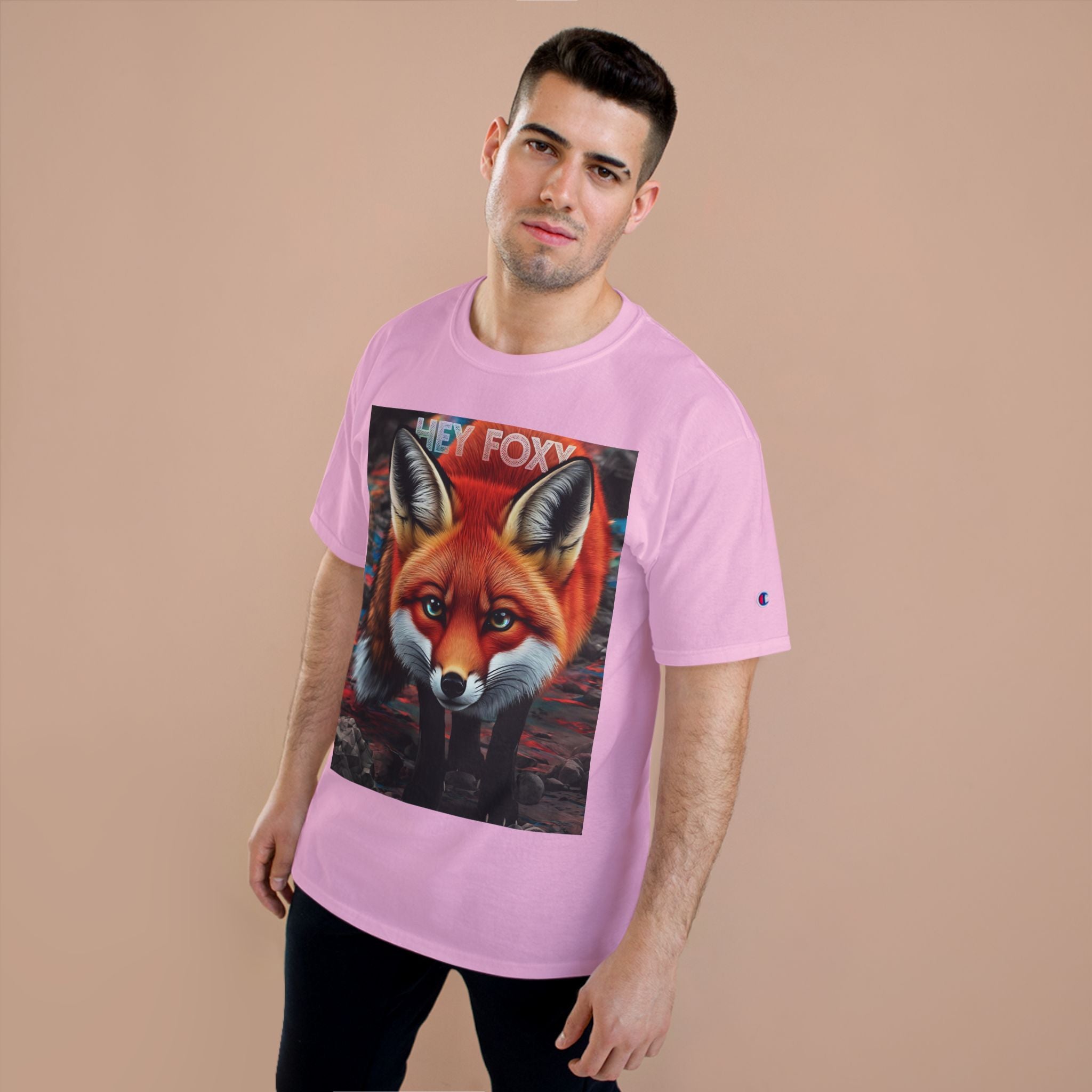 Hey Foxy Champion T-Shirt – Cute Fox Graphic Tee for Nature Lovers