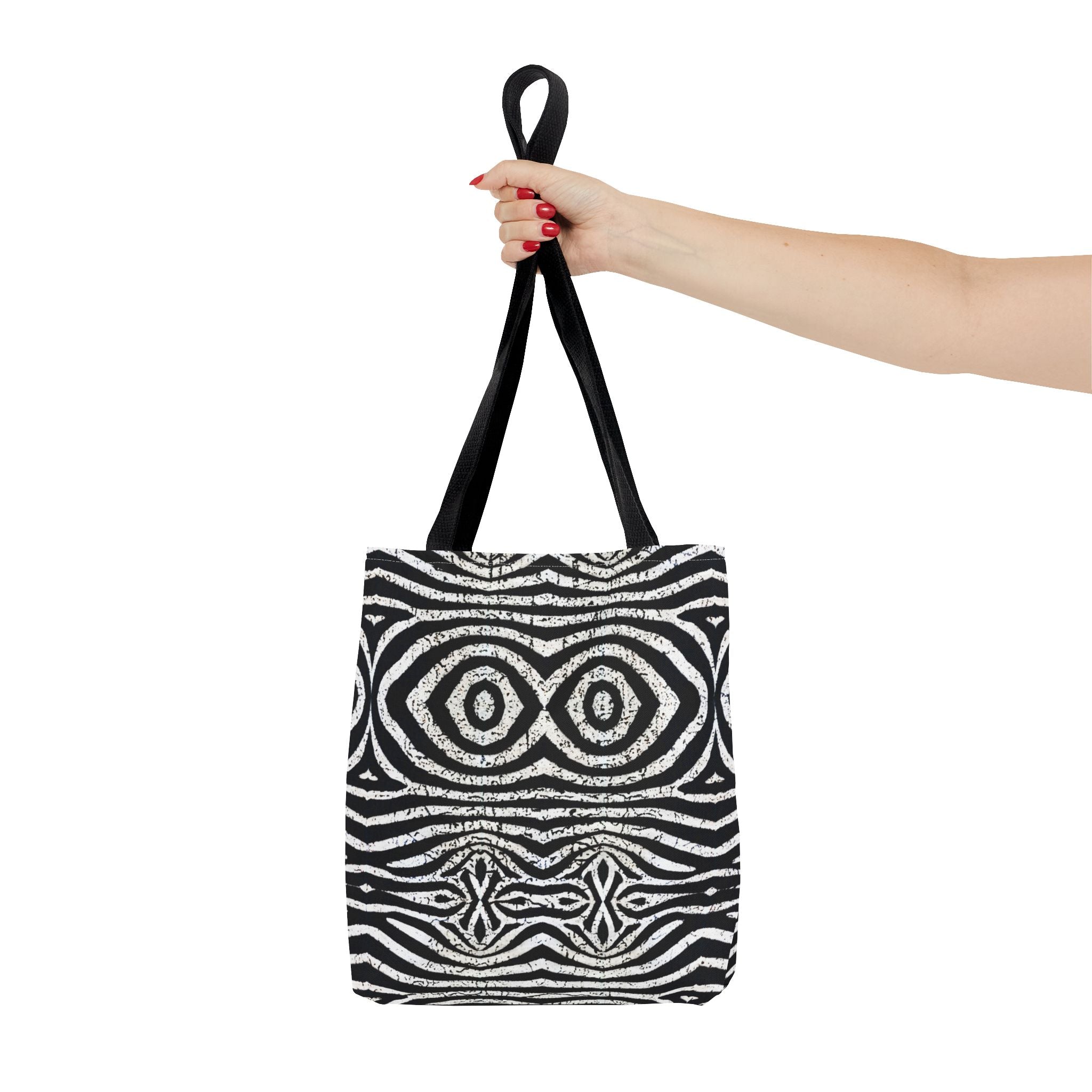 Trendy Black and White Tote Bag with Abstract Pattern | Stylish and Versatile Carryall