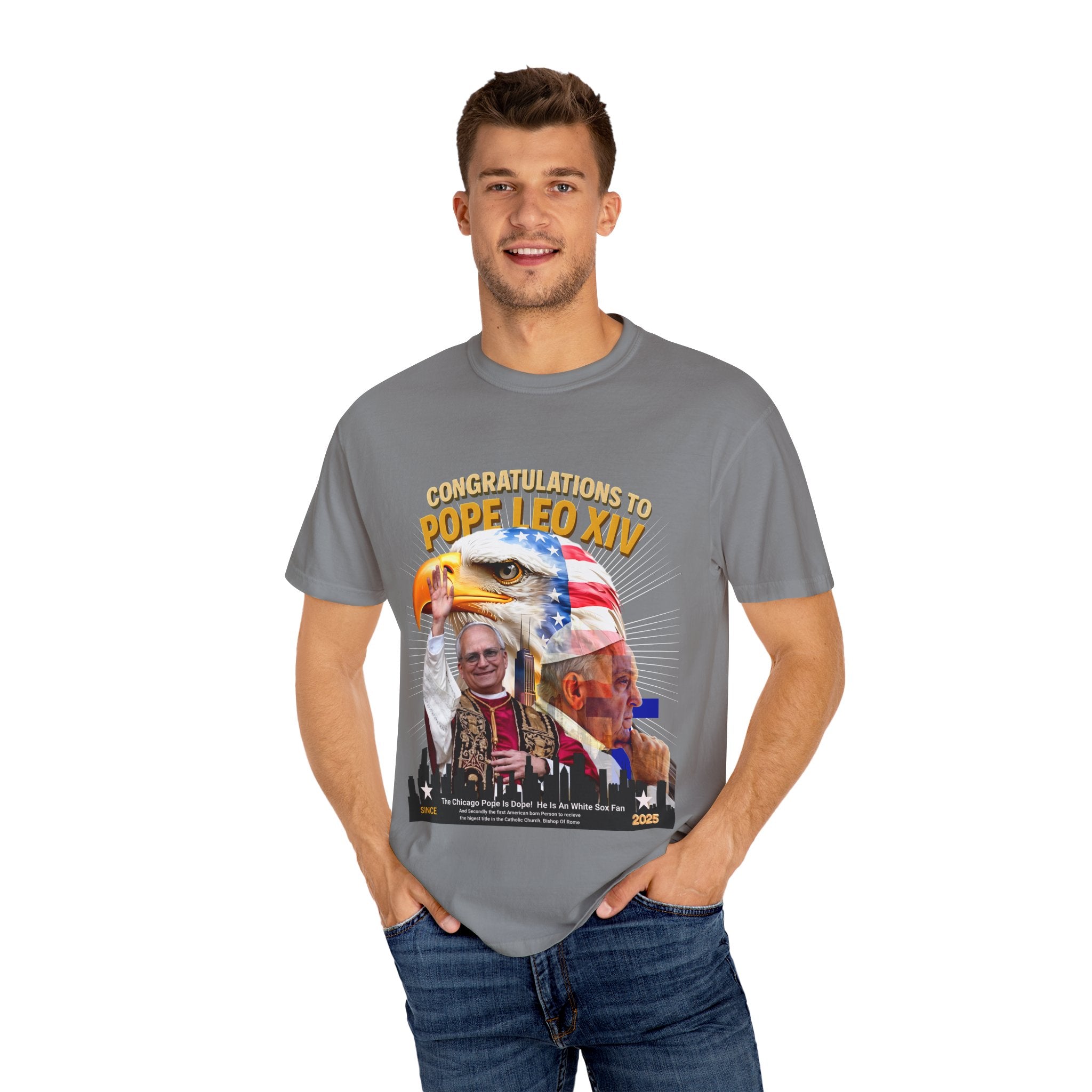Pope Leo XIV Celebration T-Shirt - Unisex Garment-Dyed Tee - Angel Body