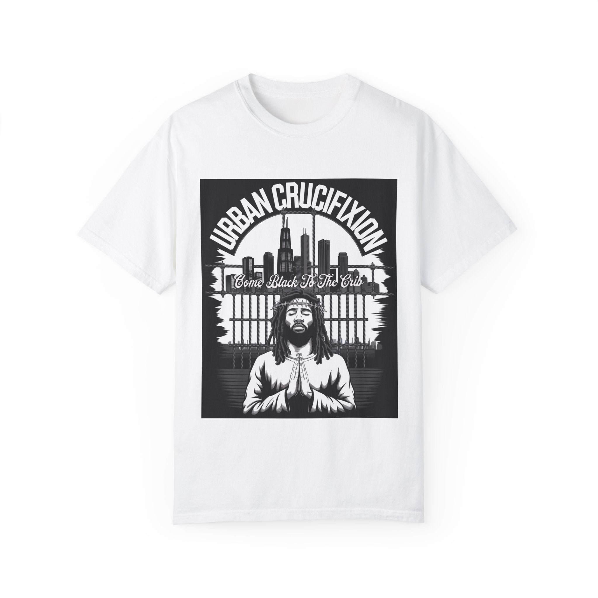Urban Crucifixion Unisex Garment-Dyed T-Shirt - Street Art Inspired Design - Angel Body