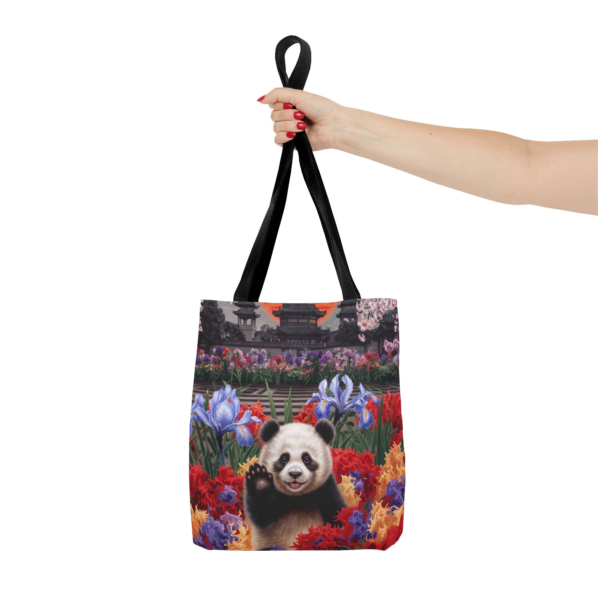 Whimsical Panda Floral Tote Bag - Cute and Colorful Design for Nature Lovers