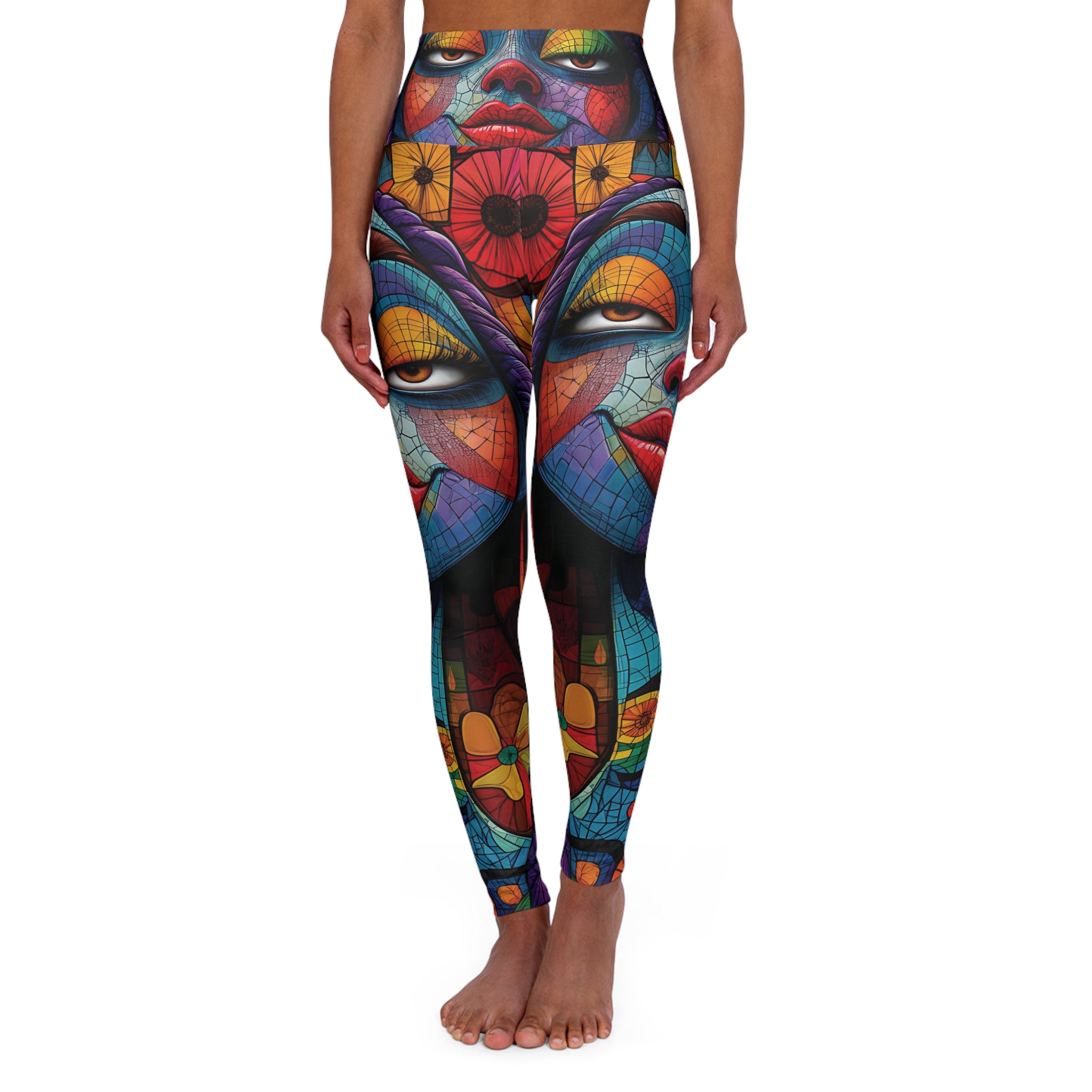 New Custom design High Waisted Yoga Leggings (AOP) Express your creativity by wearing Art