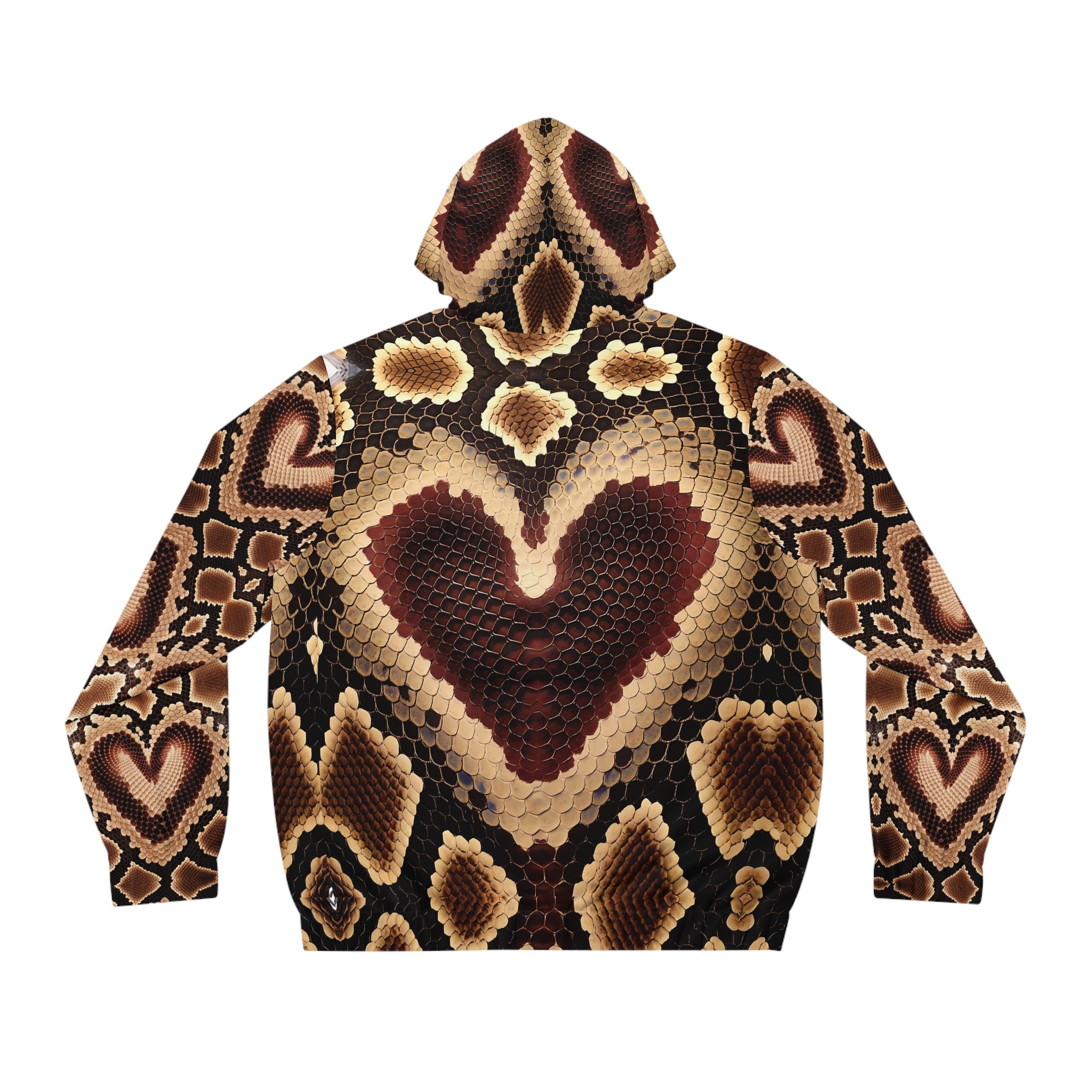 Men's Heart Pattern Full-Zip Hoodie - Stylish Python Print for Fashion Lovers