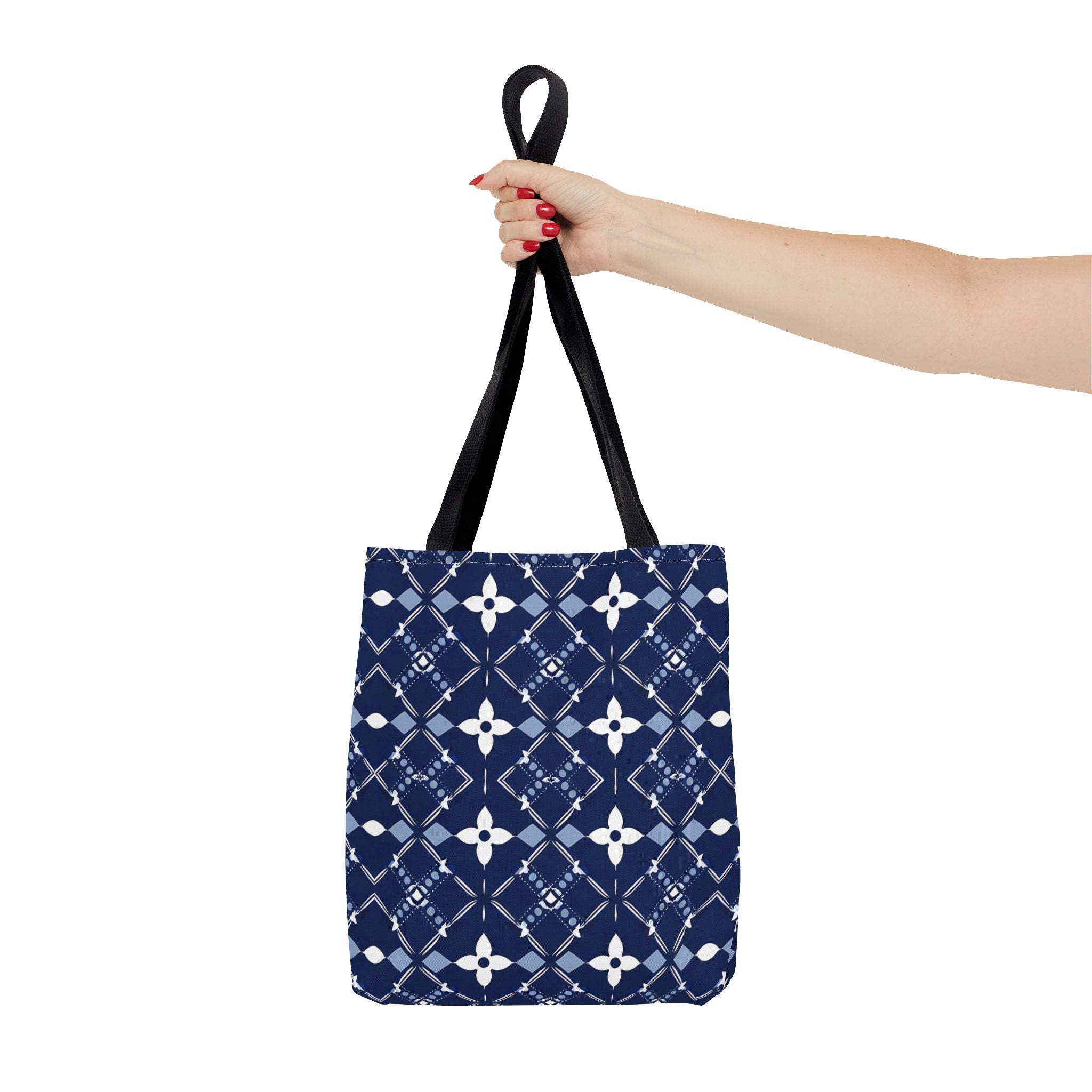 Navy Floral Pattern Tote Bag - Stylish & Versatile for Everyday Use