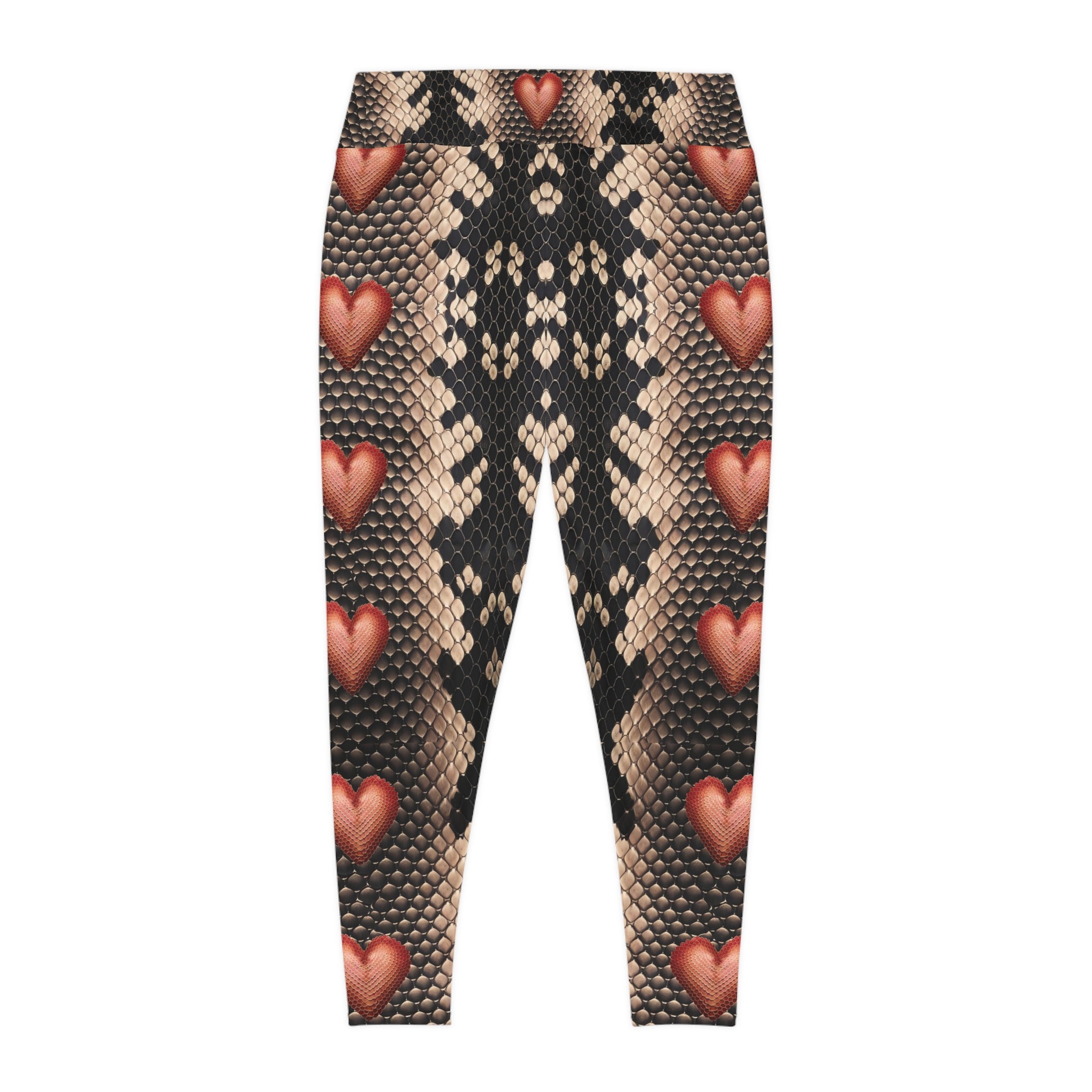 Heart & Snake Print Plus Size Leggings - Stylish, Comfortable Activewear