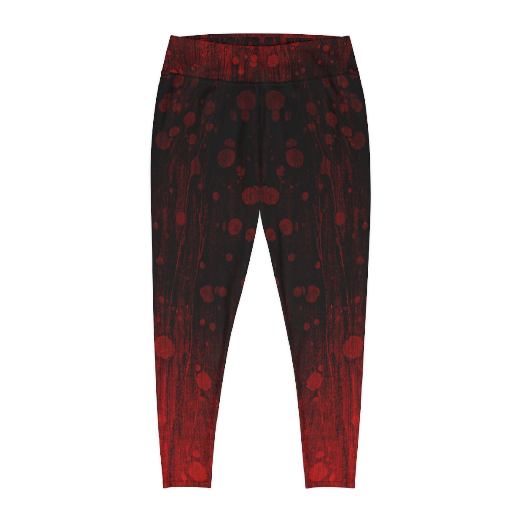 Woman Plus Size Graphic Leggings - Bold Red & Black Design for Fitness and Fashion