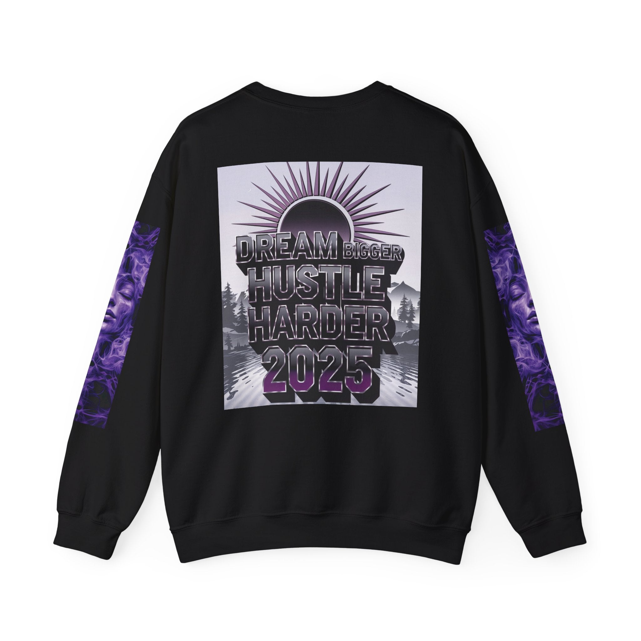 Dream Bigger Hustle Harder Crewneck Sweatshirt | Motivational Unisex Sweatshirt for Dreamers and Go-Getters