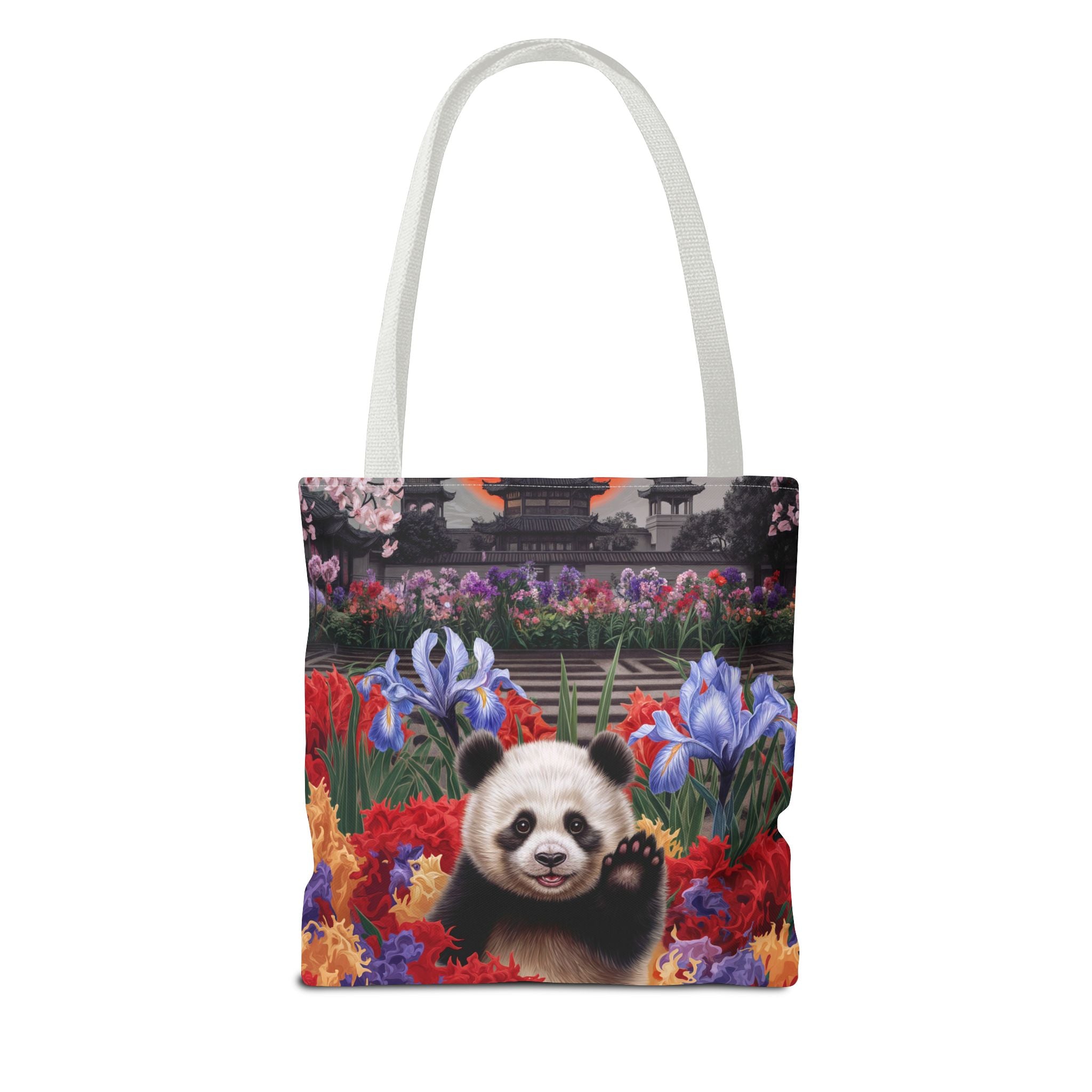 Whimsical Panda Floral Tote Bag - Cute and Colorful Design for Nature Lovers