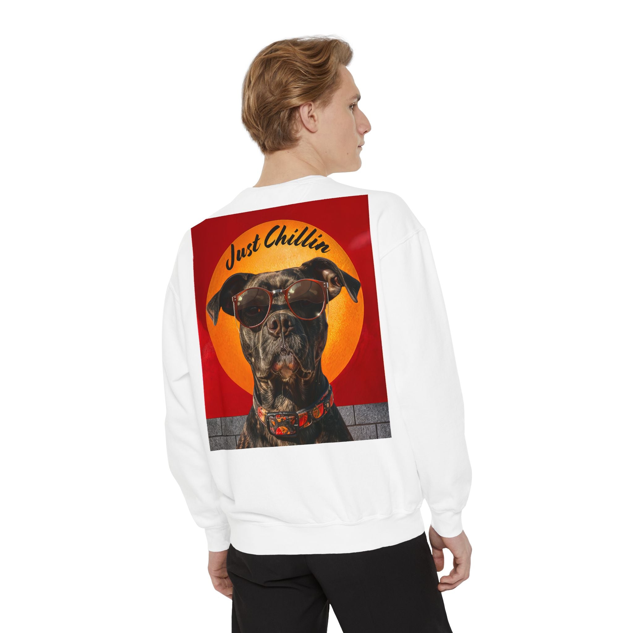 Pit Bull Terrier Dog Sunglasses Sweatshirt - Unisex Garment-Dyed