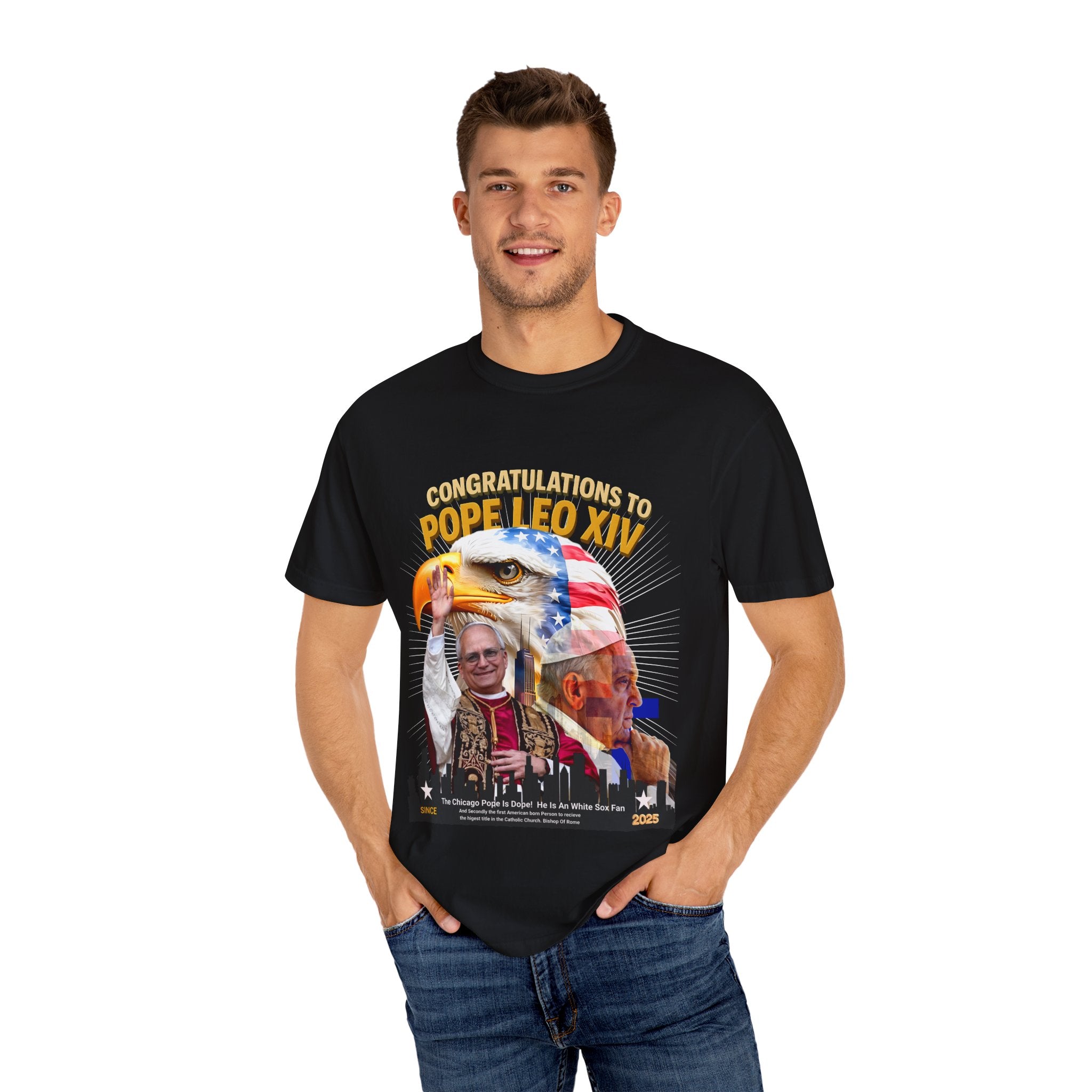 Pope Leo XIV Celebration T-Shirt - Unisex Garment-Dyed Tee - Angel Body