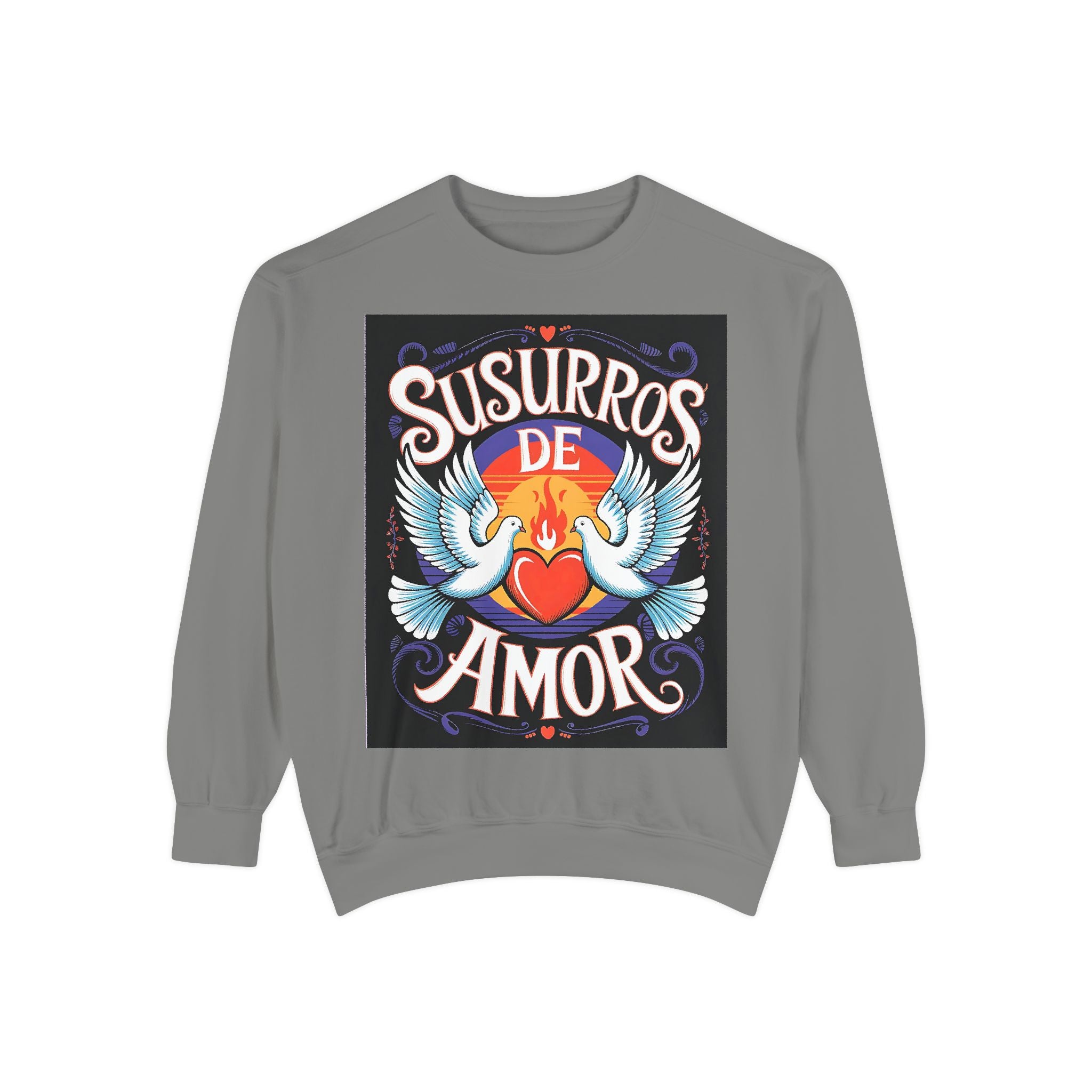 Unisex Love-Themed Garment-Dyed Sweatshirt - 'Susurros de Amor'