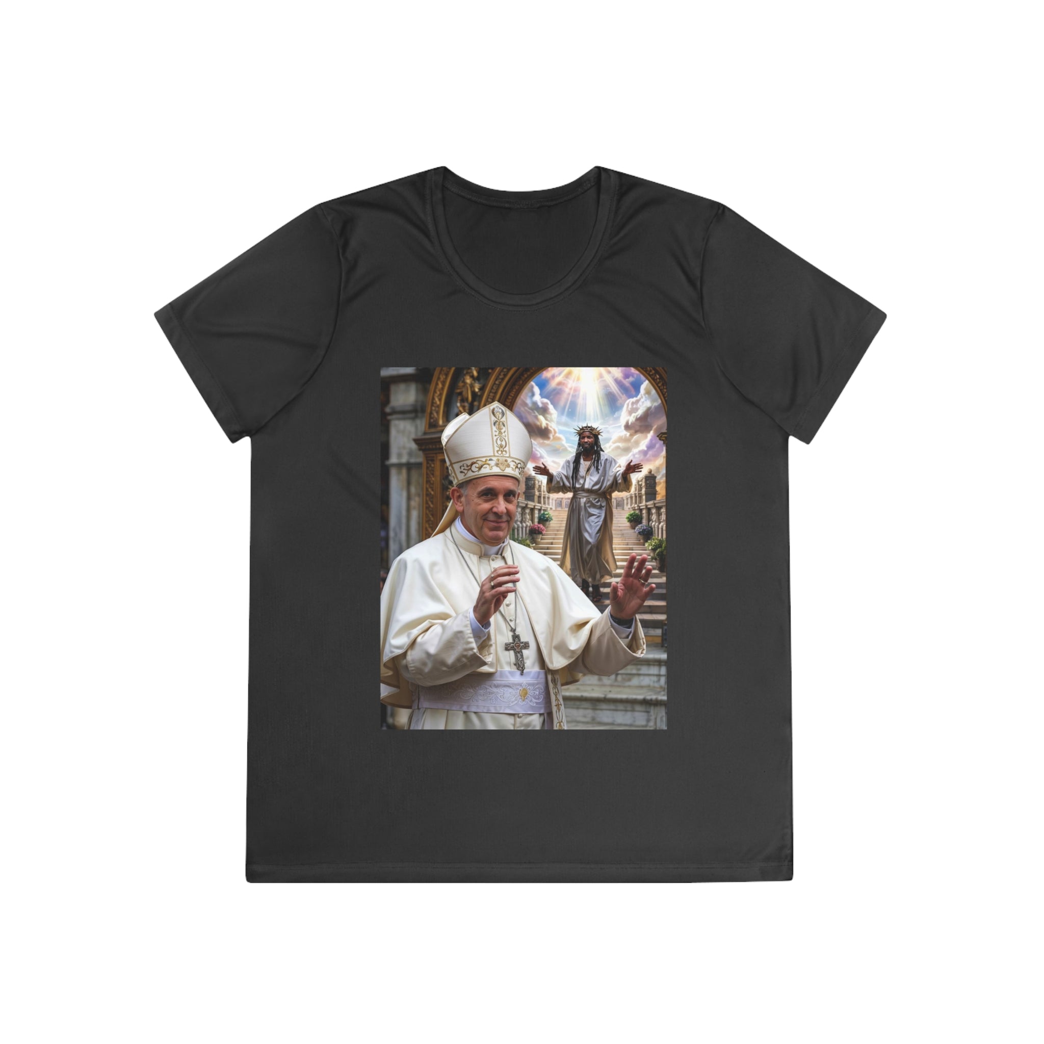 Pope-Inspired Ladies Competitor Tee - Faith & Inspiration Graphic Tee - Angel Body