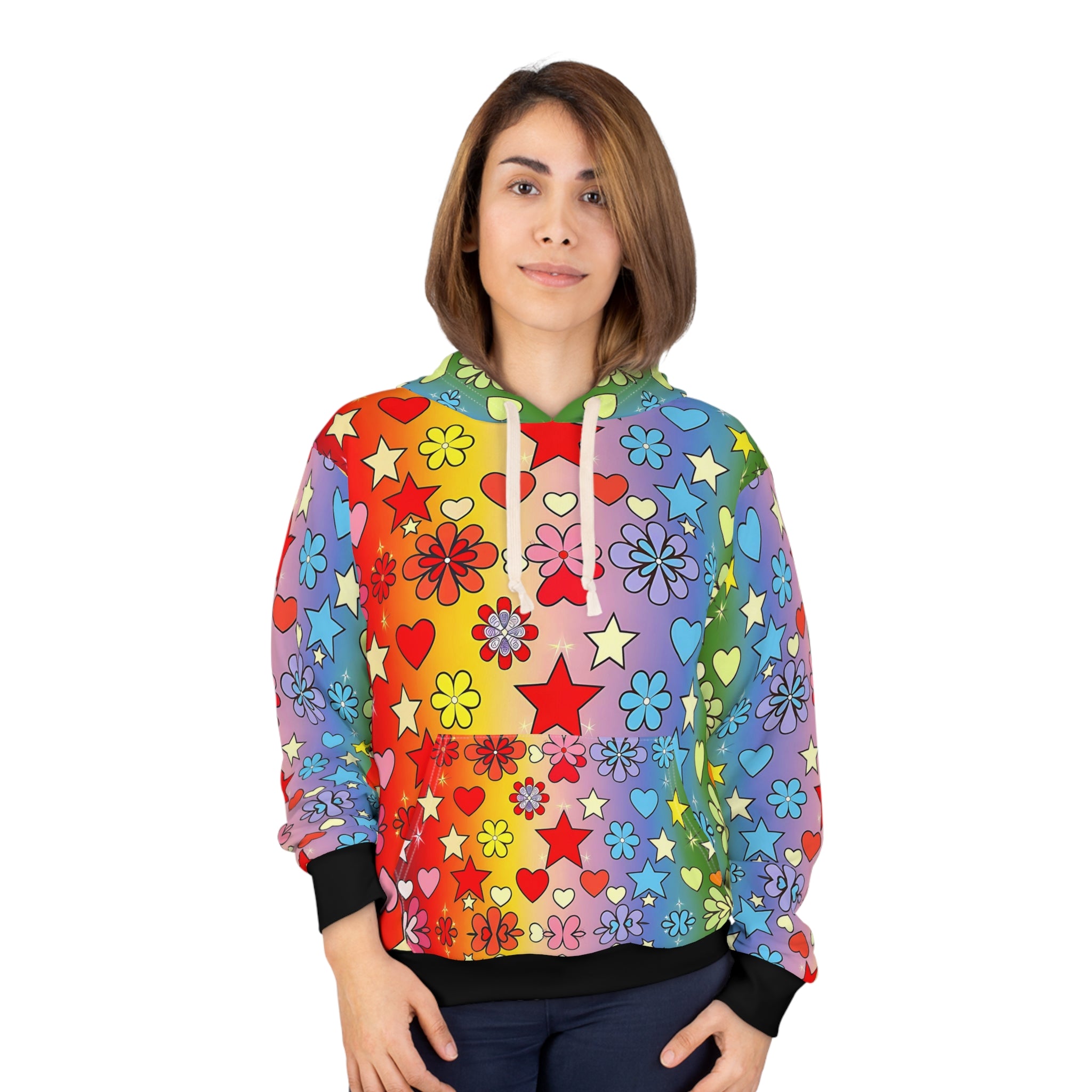 Colorful Floral Heart Hoodie - Angel Body