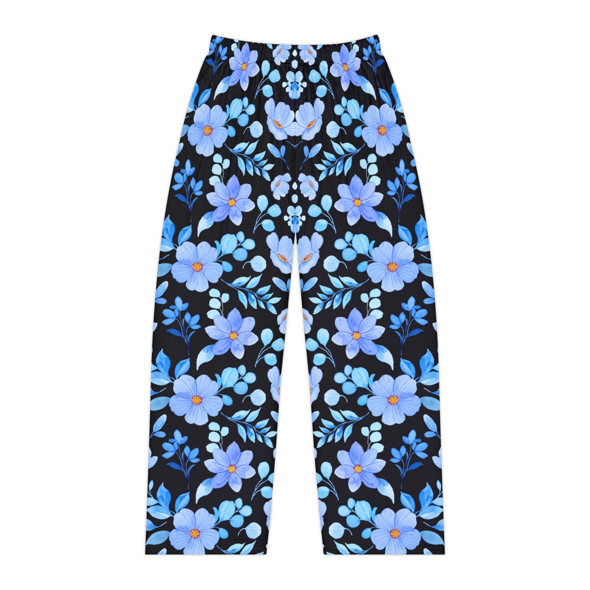 Floral Passionate Blue Women's Pajama Pants - Cozy Blue Blossom Design for Relaxation & Sleep