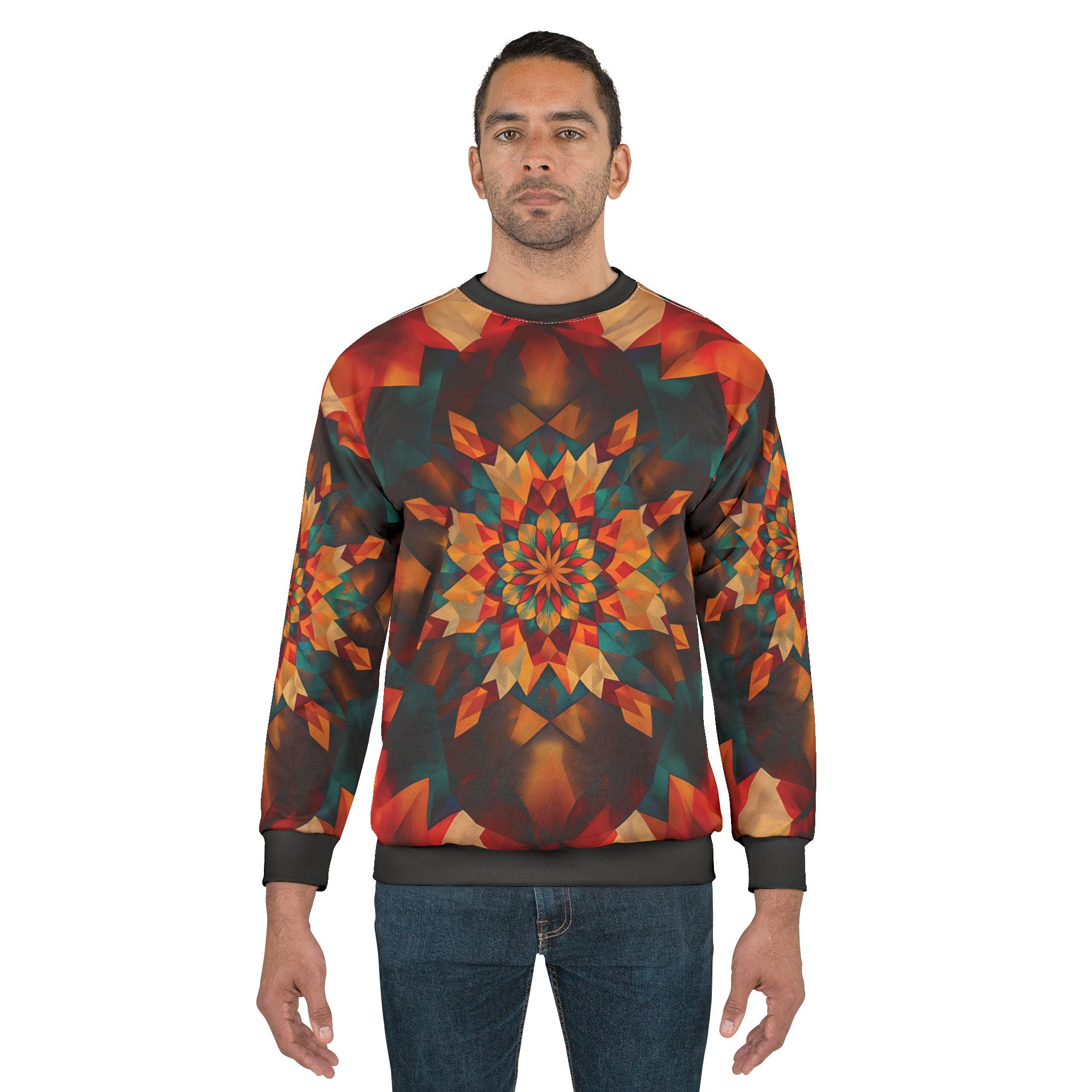 Vibrant Kaleidoscope Unisex Sweatshirt – Cozy Autumn Apparel for Warmth and Style