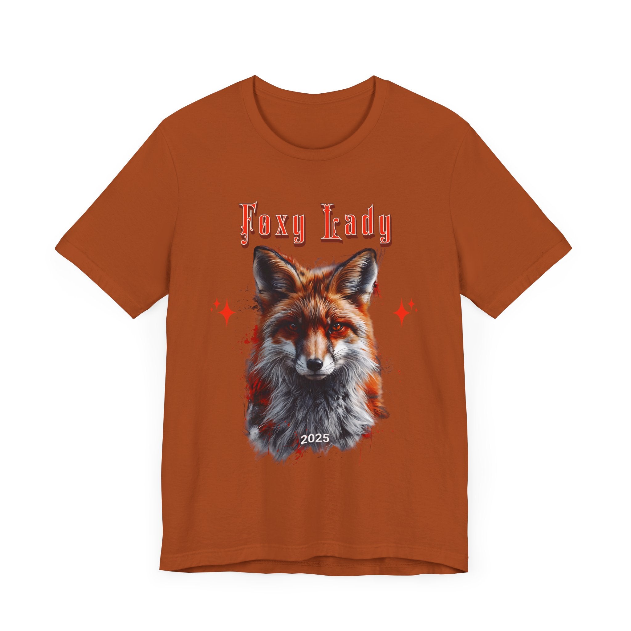 Unisex Jersey Short Sleeve Tee: A beautiful Red Fox with the words foxy lady