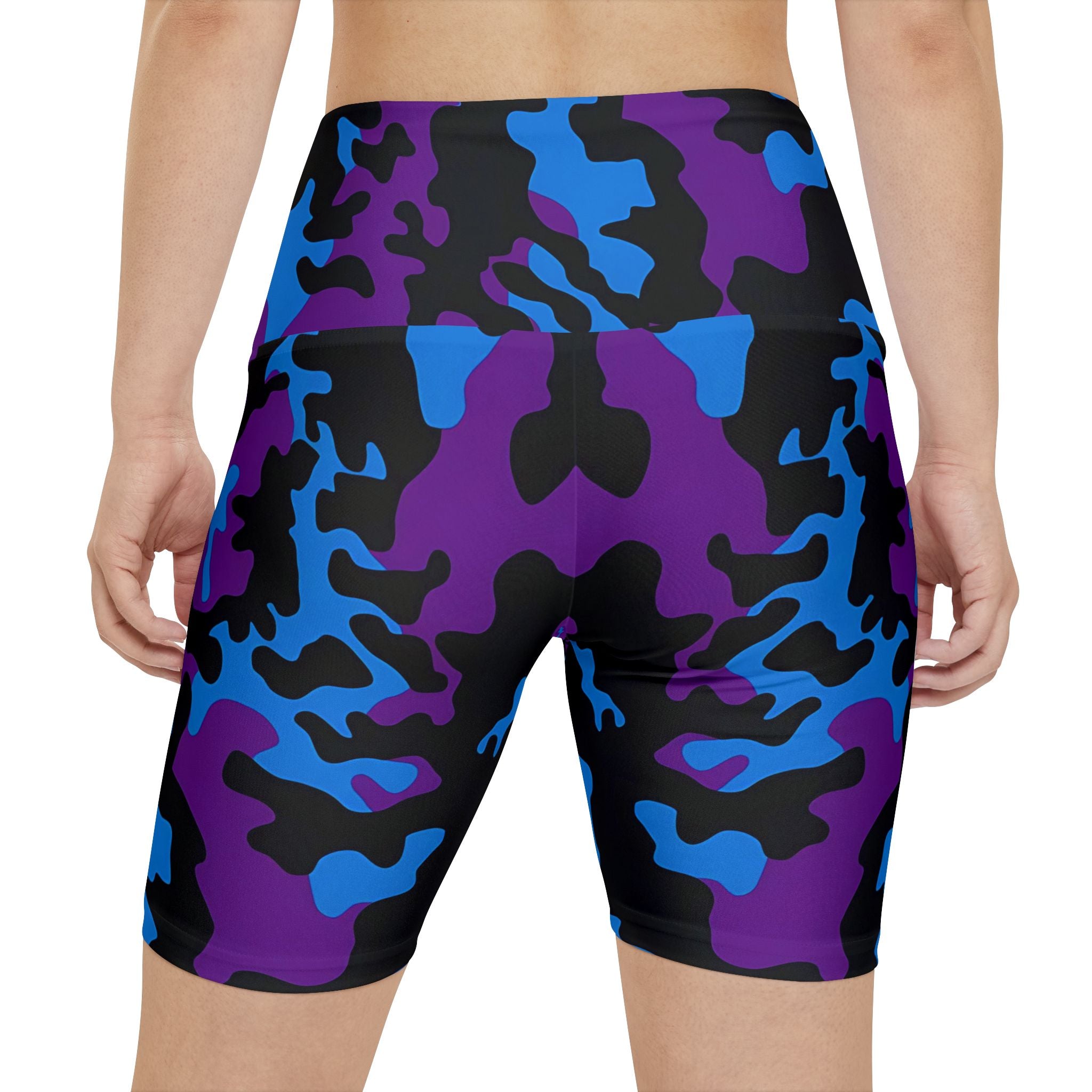 Vibrant Camo Women's Workout Shorts for Fitness & Active Lifestyle