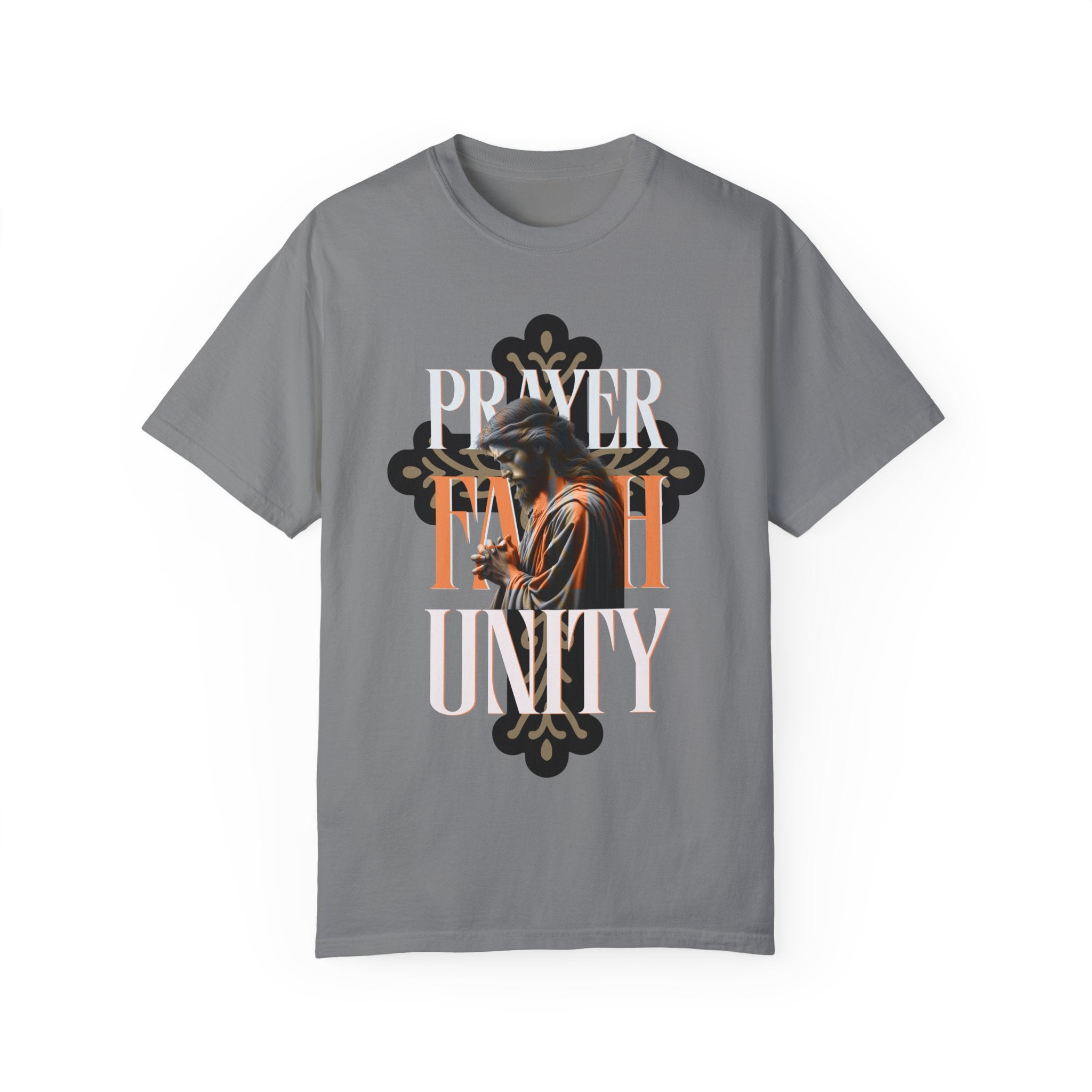 Garment-Dyed Faith & Unity T-Shirt - Prayer Design