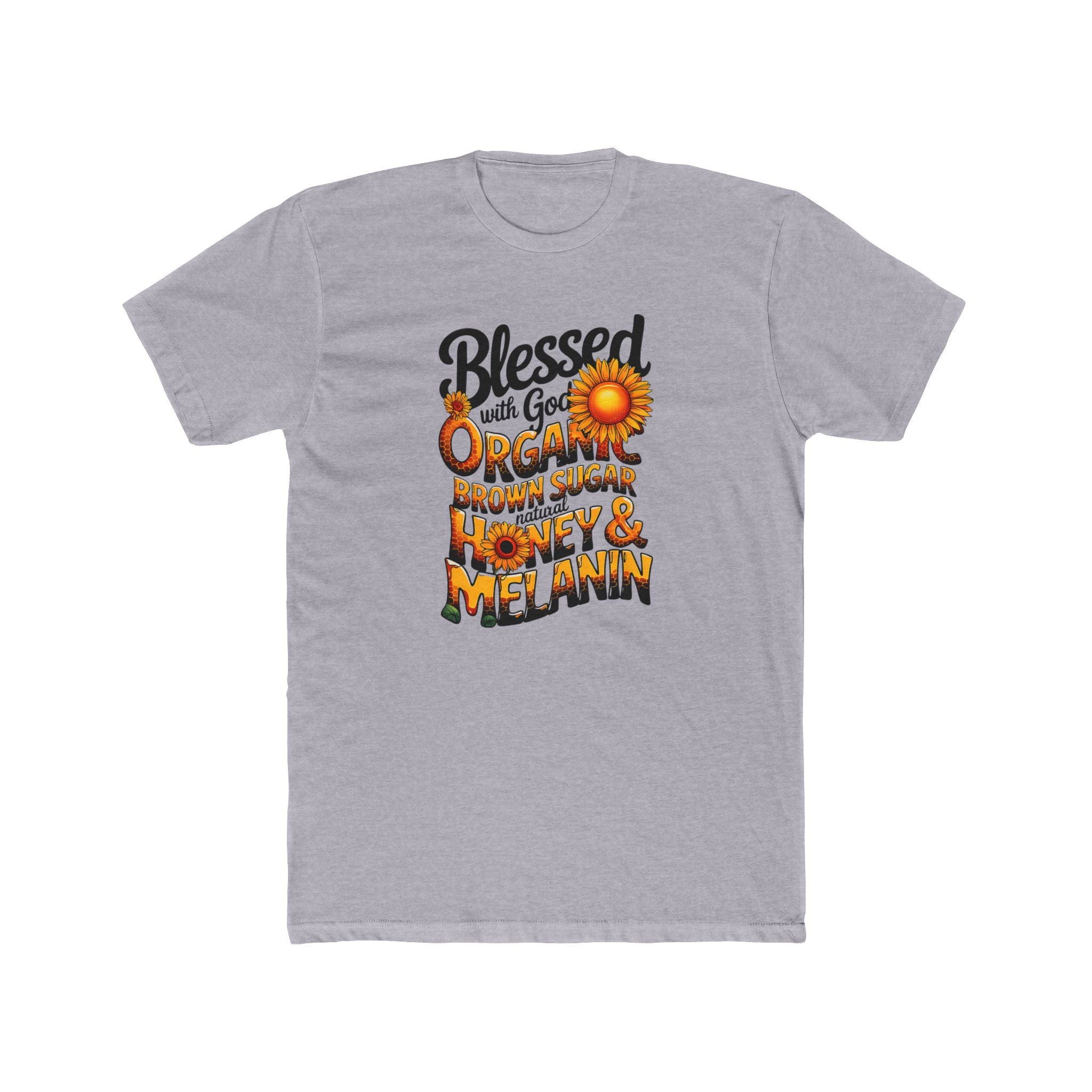 Blessed with God Organic Cotton Crew Tee - Honey & Melanin Design - Angel Body