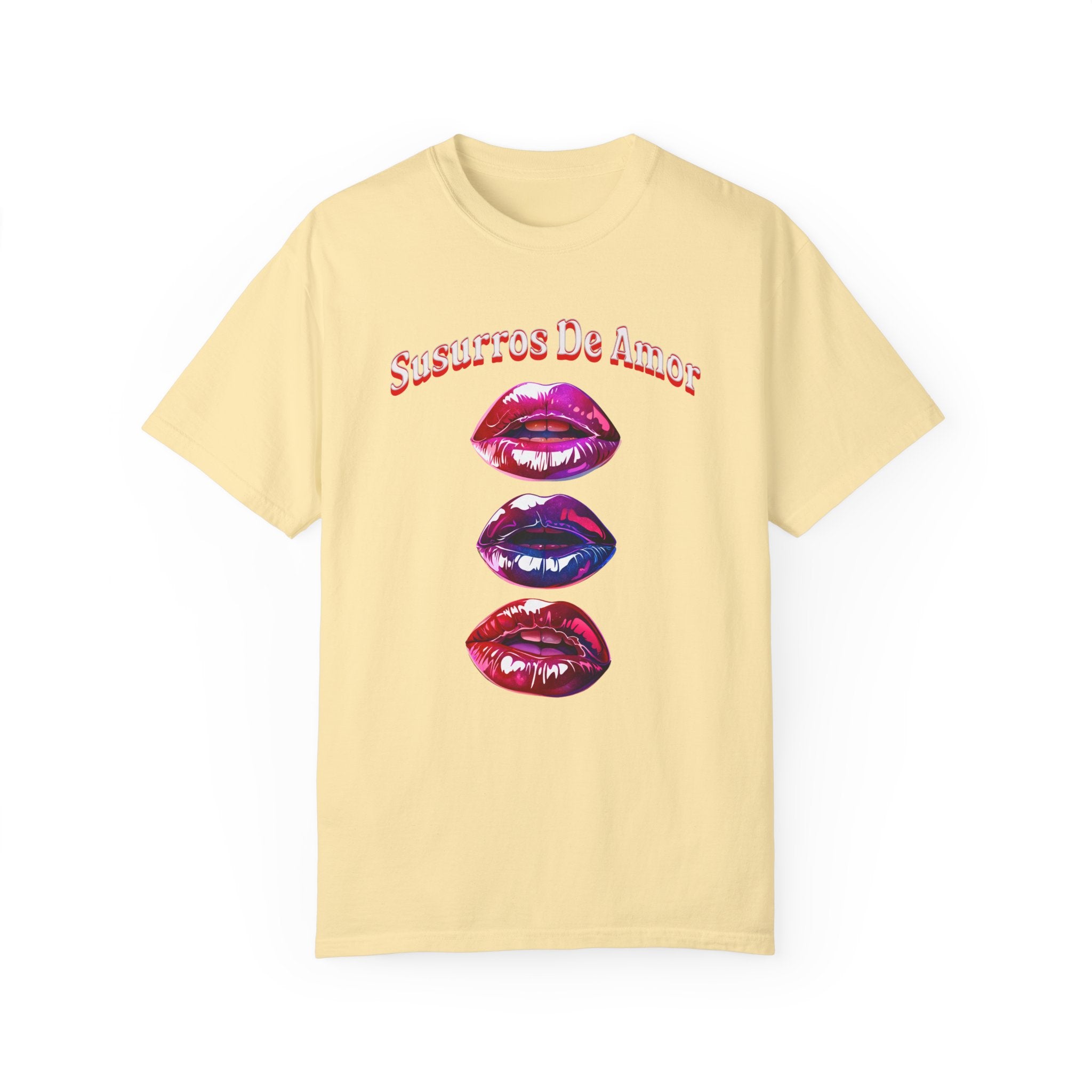 Woman's  Susurros De Amor Garment-Dyed T-Shirt for Love Enthusiasts