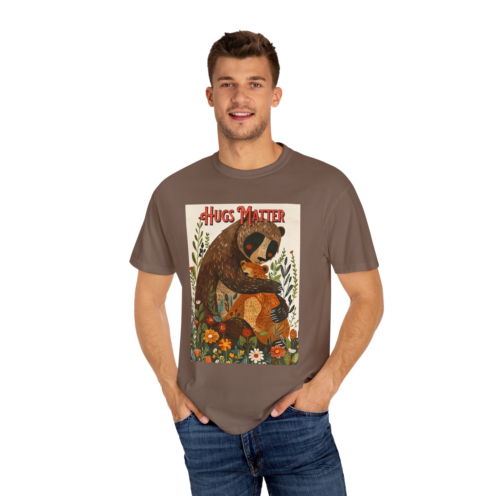 Hugs Matter Unisex Garment-Dyed T-Shirt - Cozy Wildlife Art - Angel Body