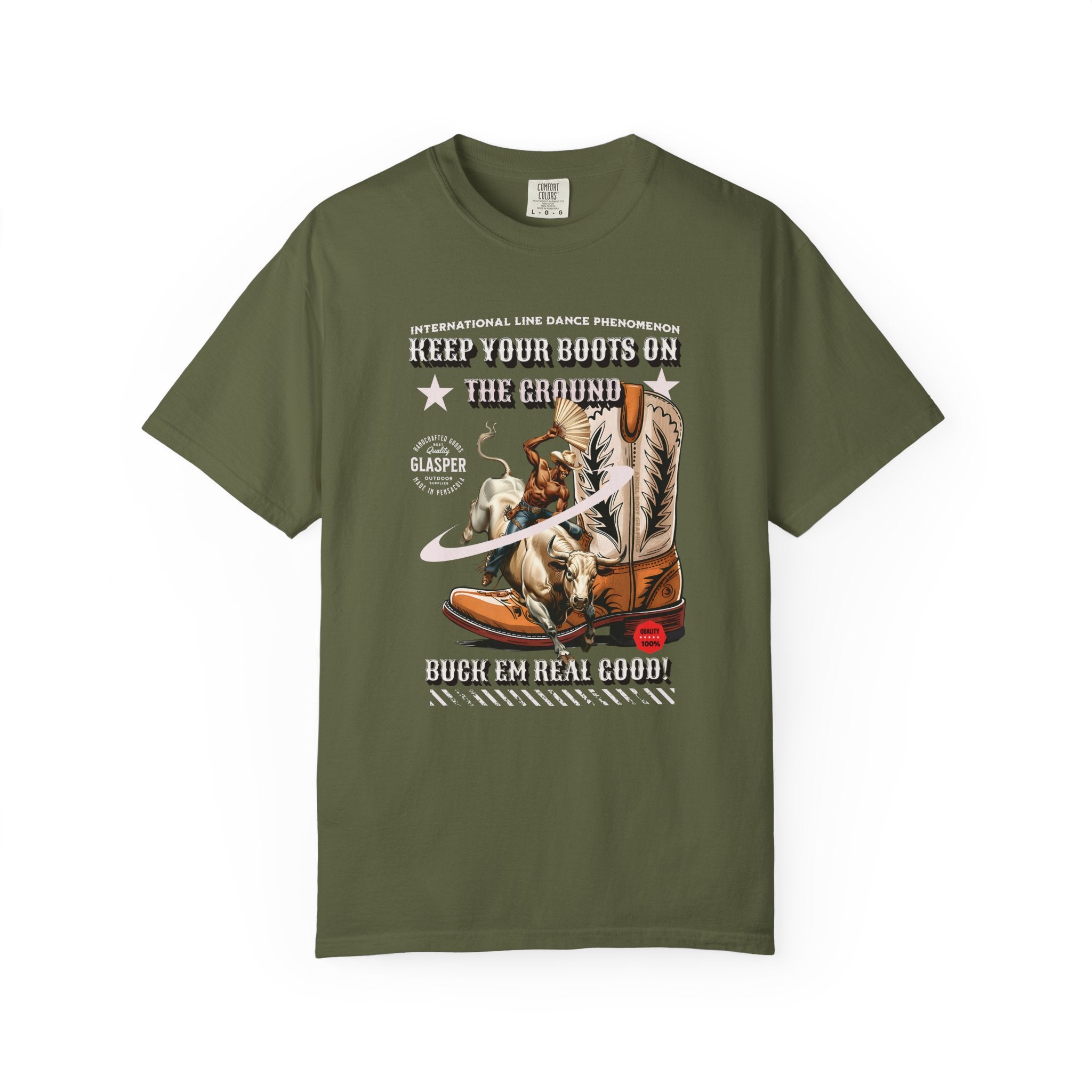 Line Dance Boots Unisex T-Shirt - ‘Keep Your Boots On’ Design - Angel Body
