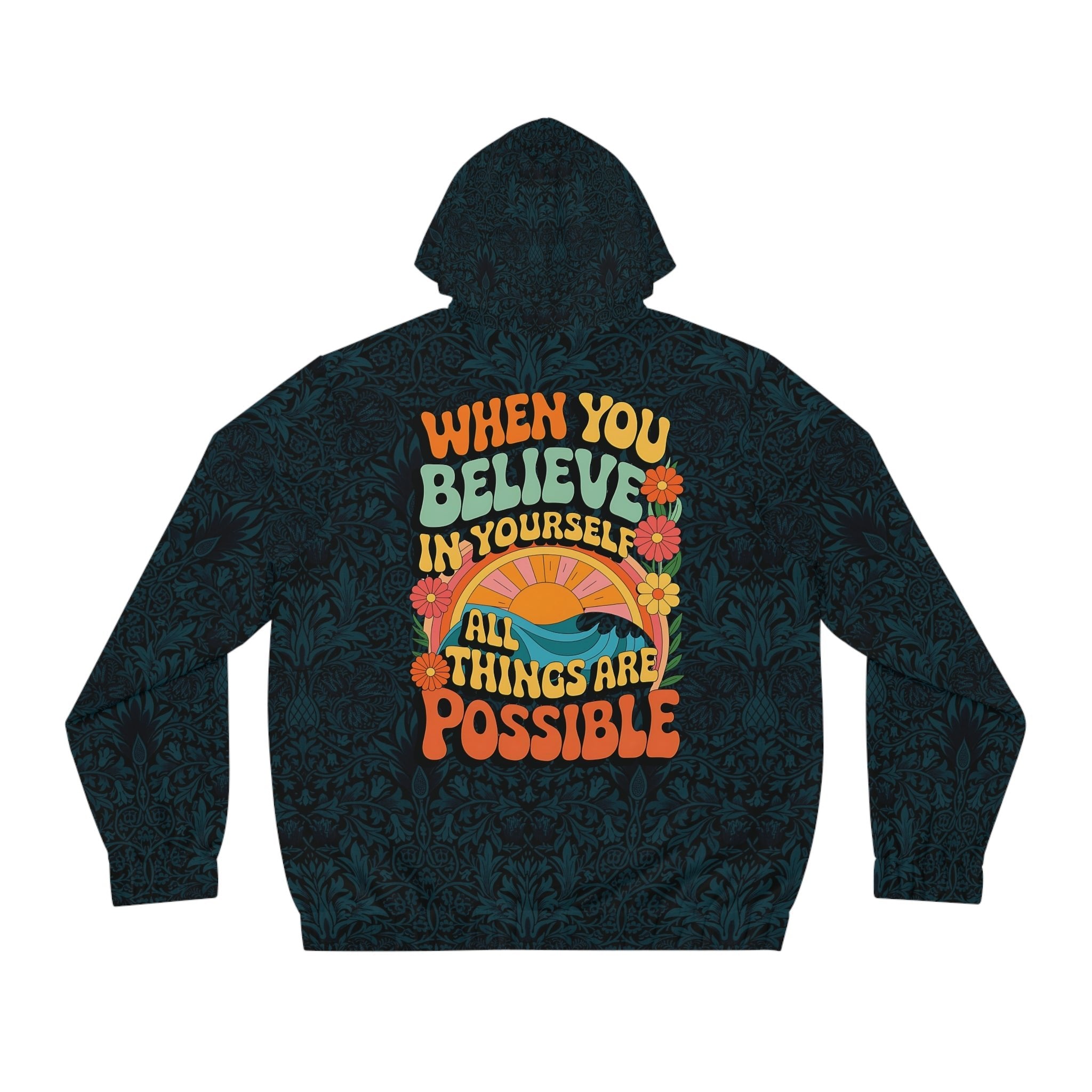 Inspirational Men's Full - Zip Hoodie - Believing in Yourself Design - Angel Body