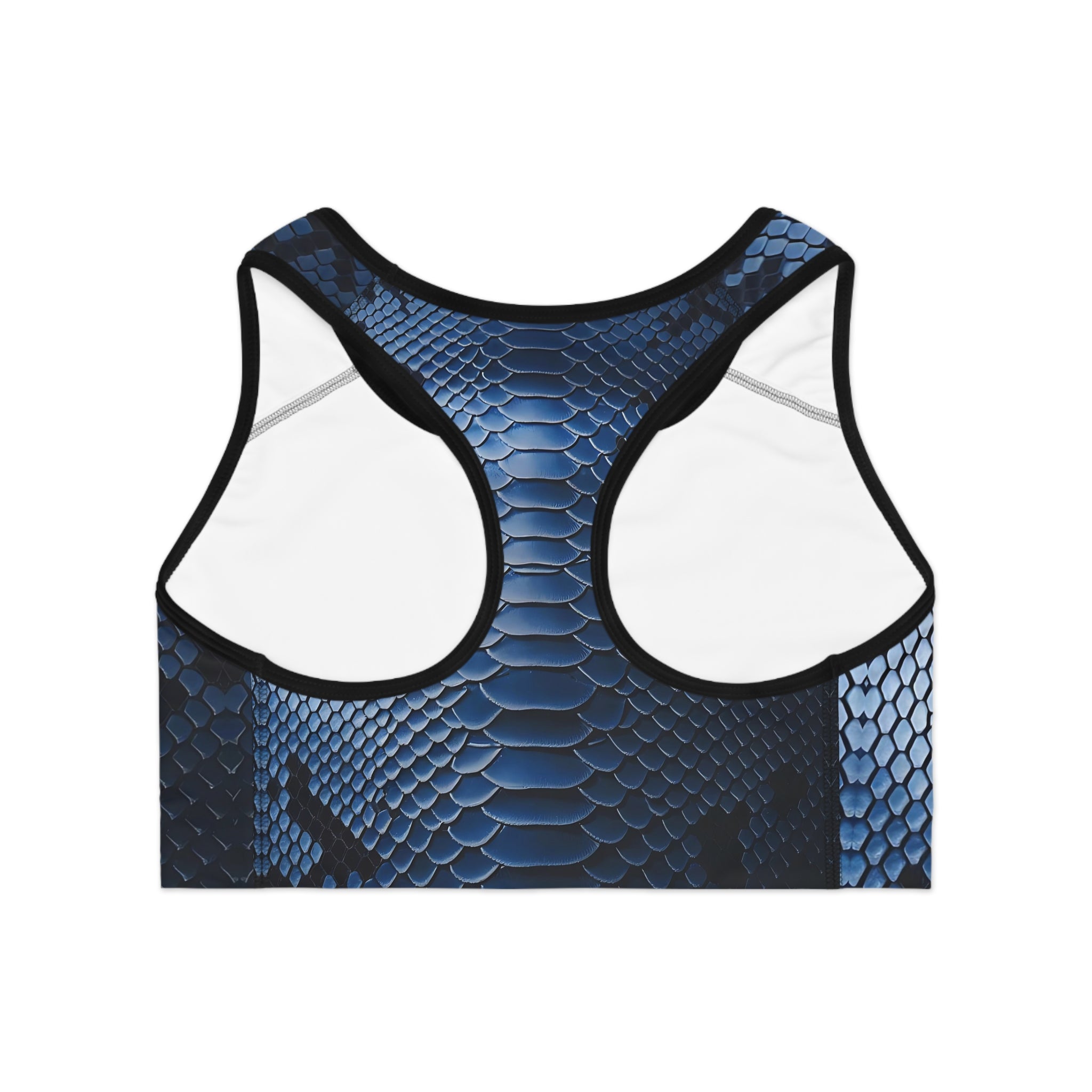 Fierce Blue Snake Print Sports Bra for Workout Enthusiasts