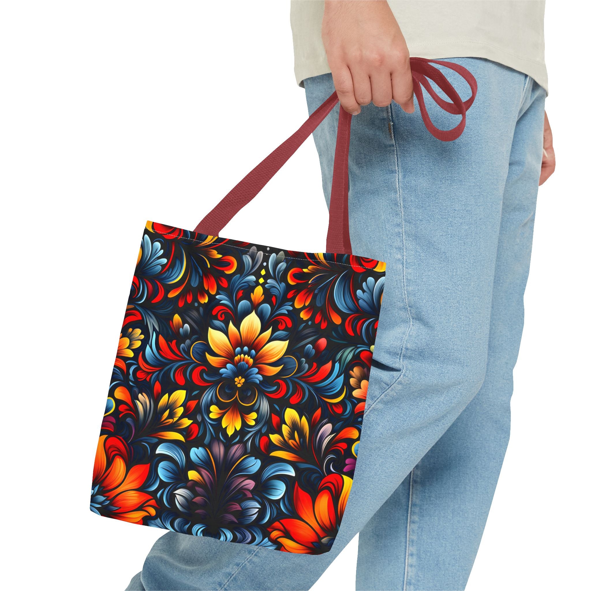 Vibrant Floral Tote Bag - Colorful Pattern for Everyday Use