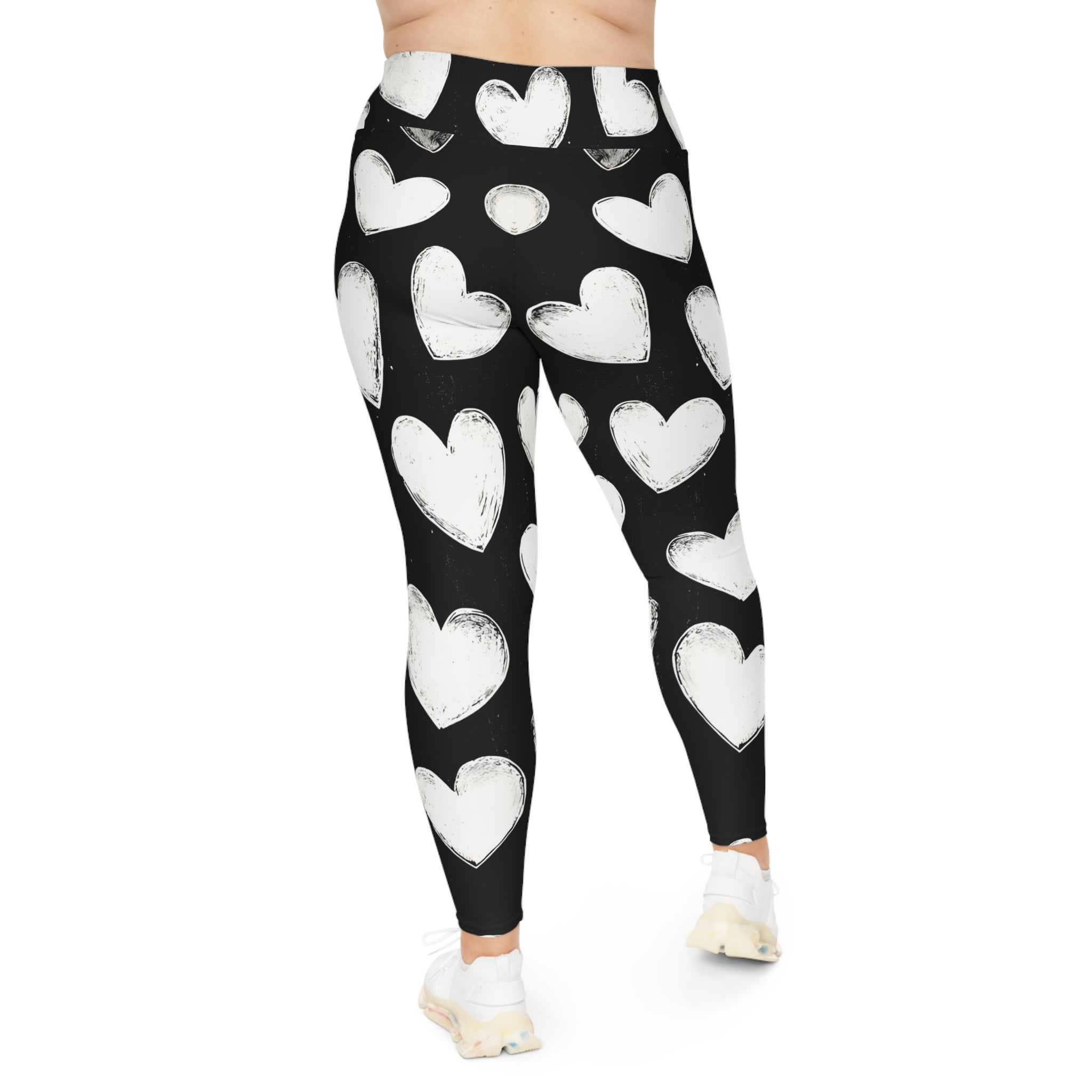 Plus Size Heart Print Leggings - Stylish and Comfortable for Everyday Wear